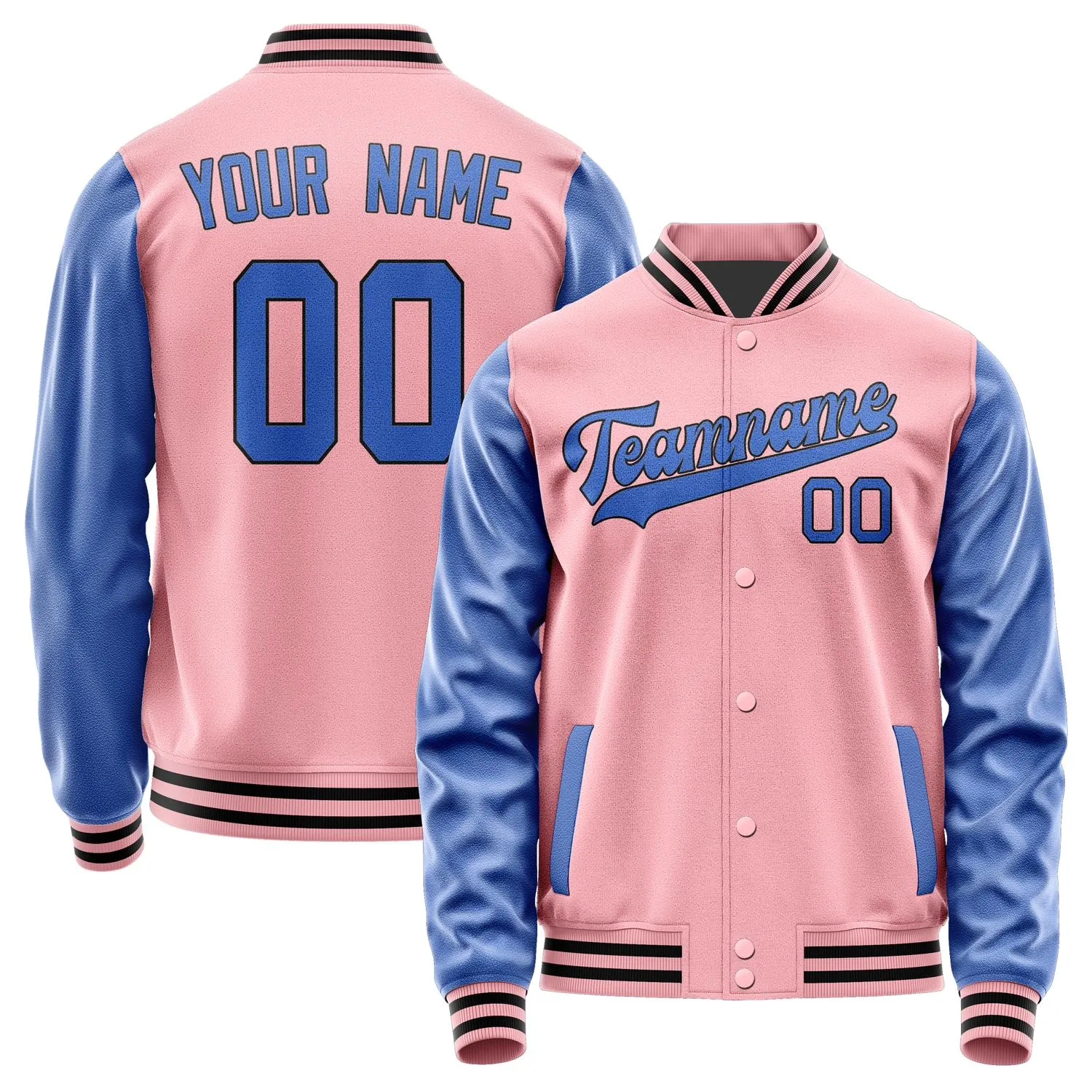 Custom Light Pink Sky Blue Jacket sold by Tailorly