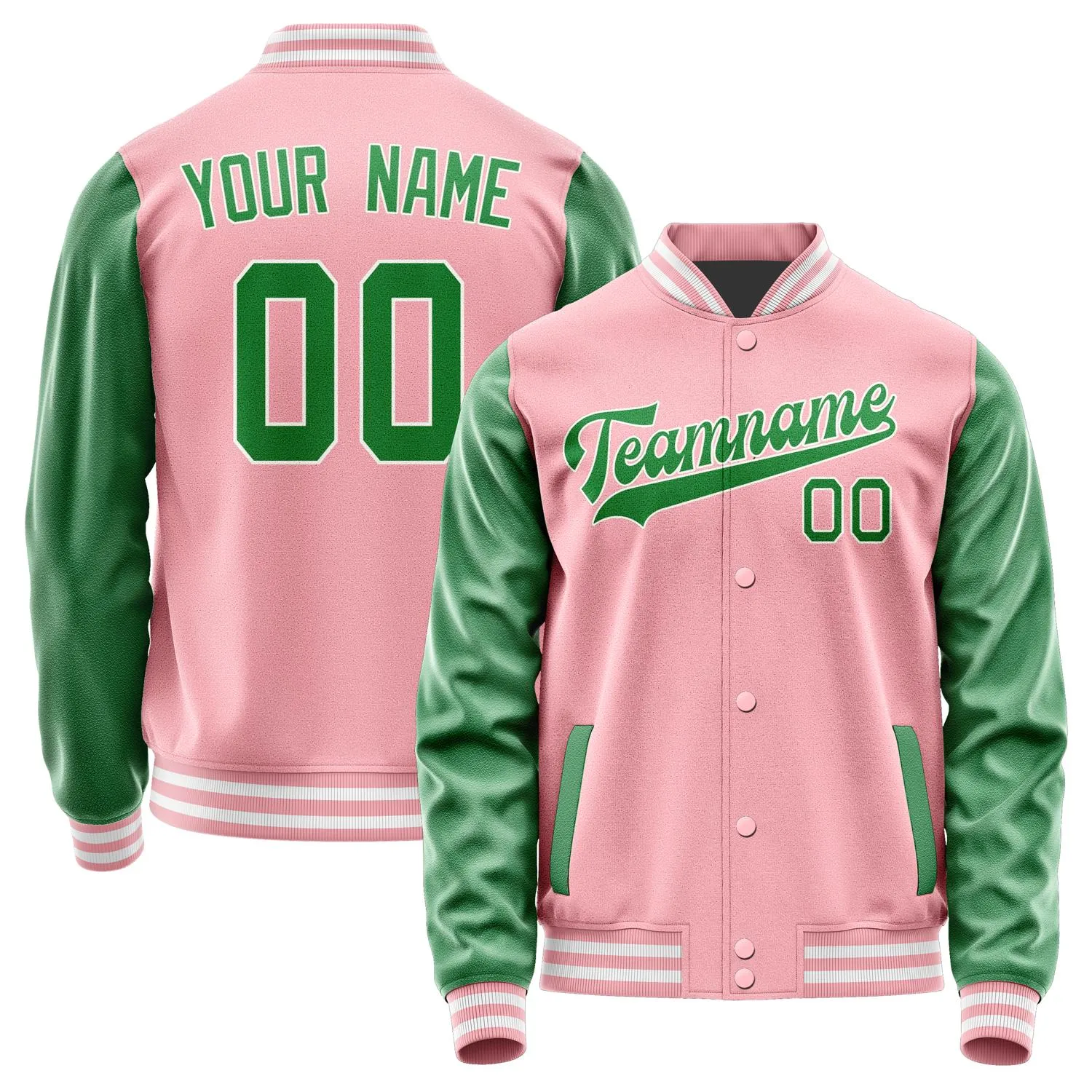 Custom Light Pink Emerald Green Jacket sold by Tailorly