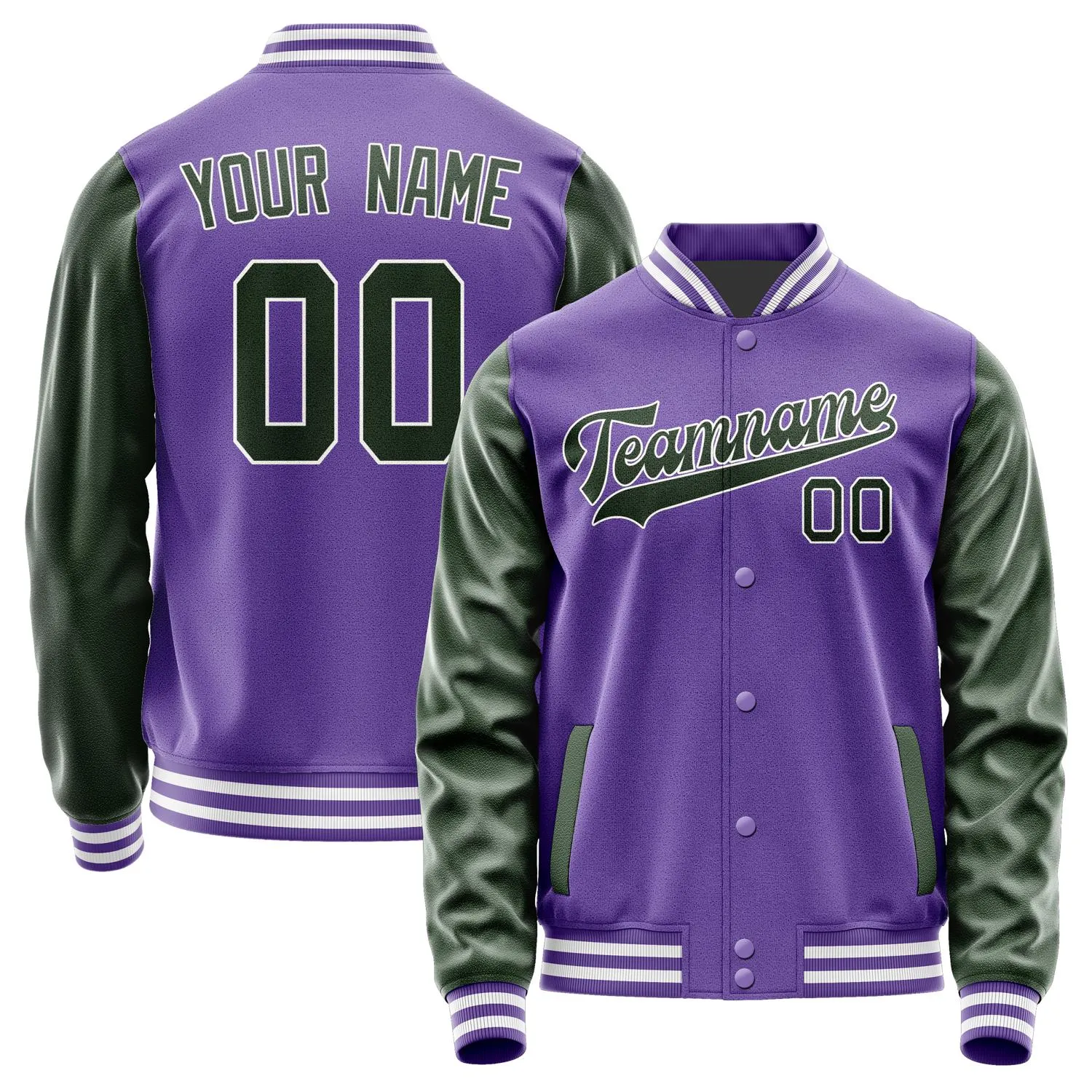 Custom Light Purple Dark Green Jacket sold by Tailorly