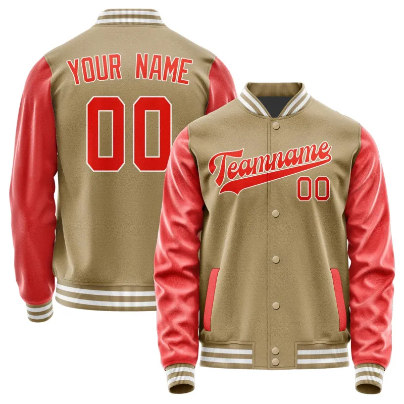 Custom Light Khaki Orange Red Jacket sold by Tailorly