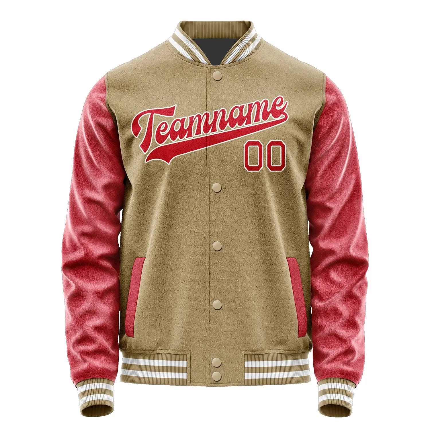 Custom Light Khaki Red Jacket sold by Tailorly product image thumbnail 4