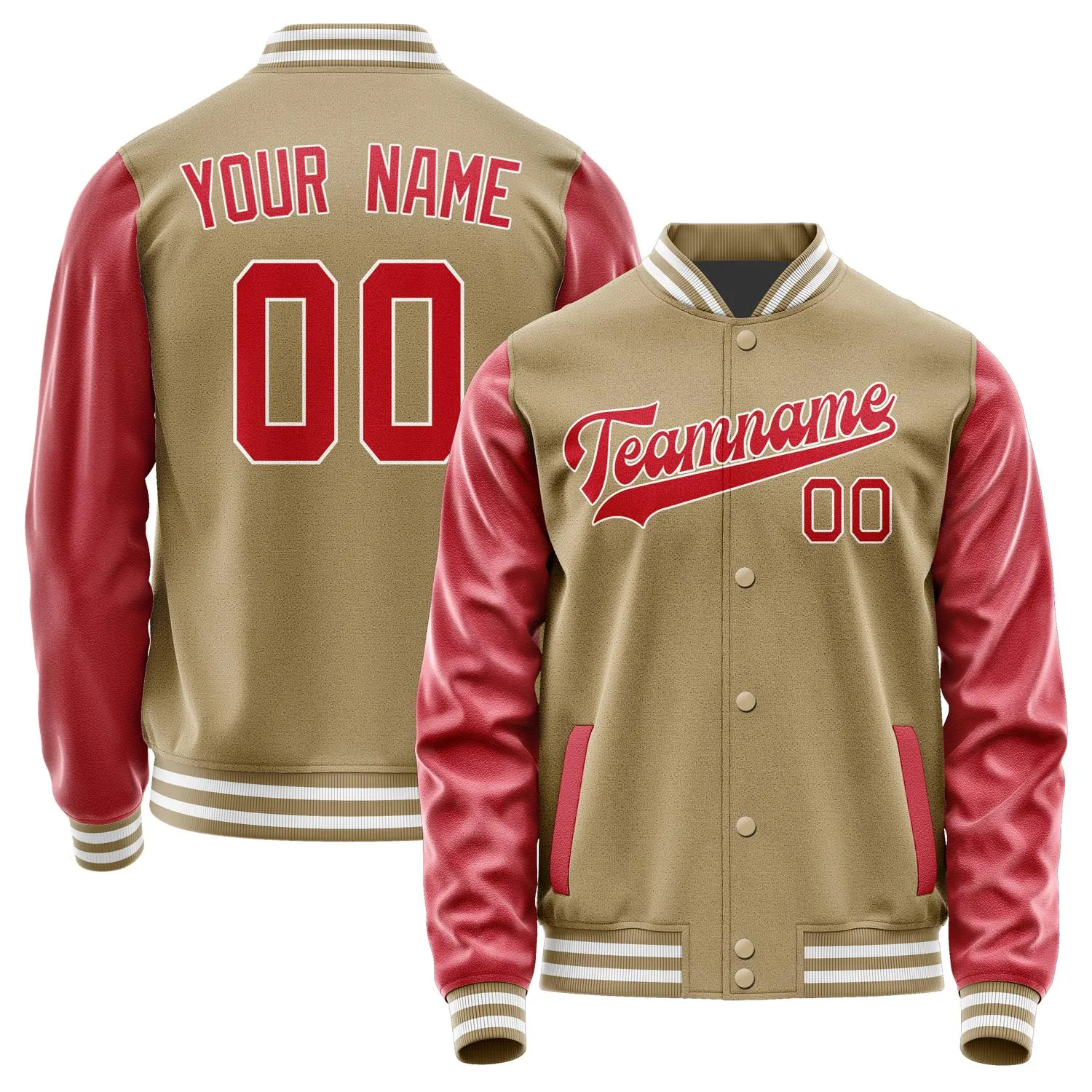 Custom Light Khaki Red Jacket sold by Tailorly