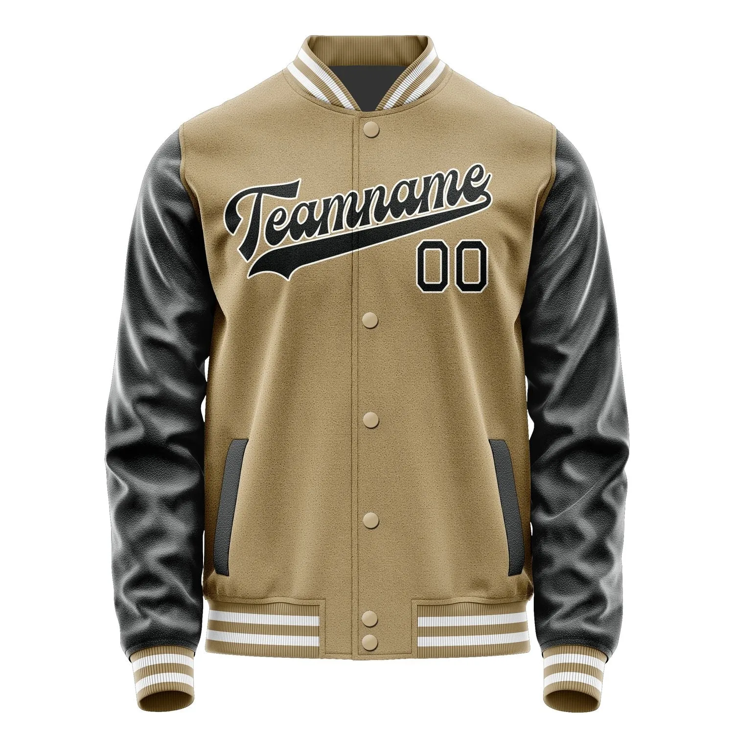 Custom Light Khaki Black Jacket sold by Tailorly product image thumbnail 4