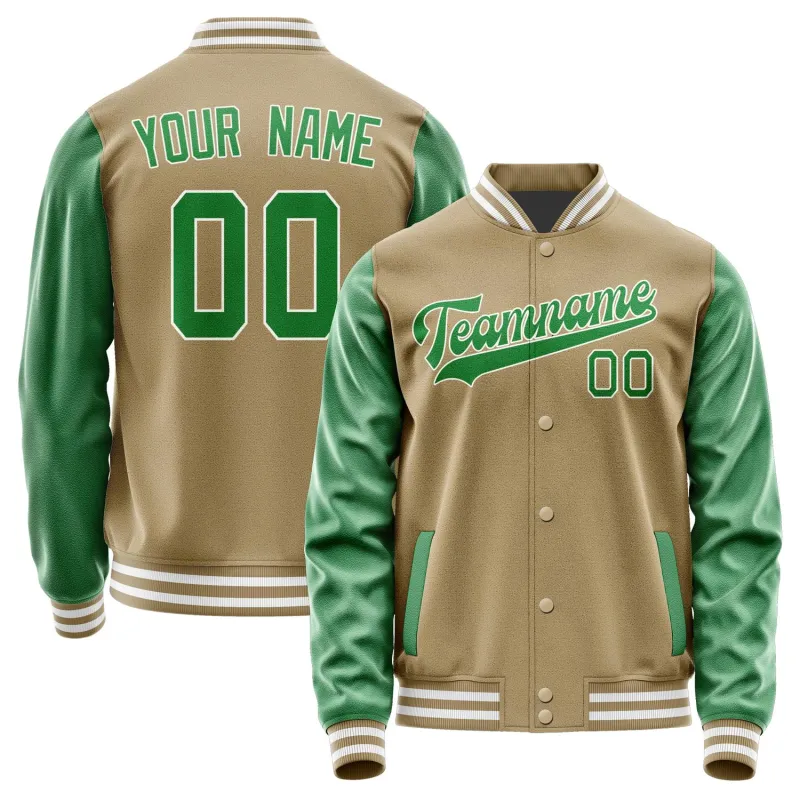 Custom Light Khaki Emerald Green Jacket sold by Tailorly