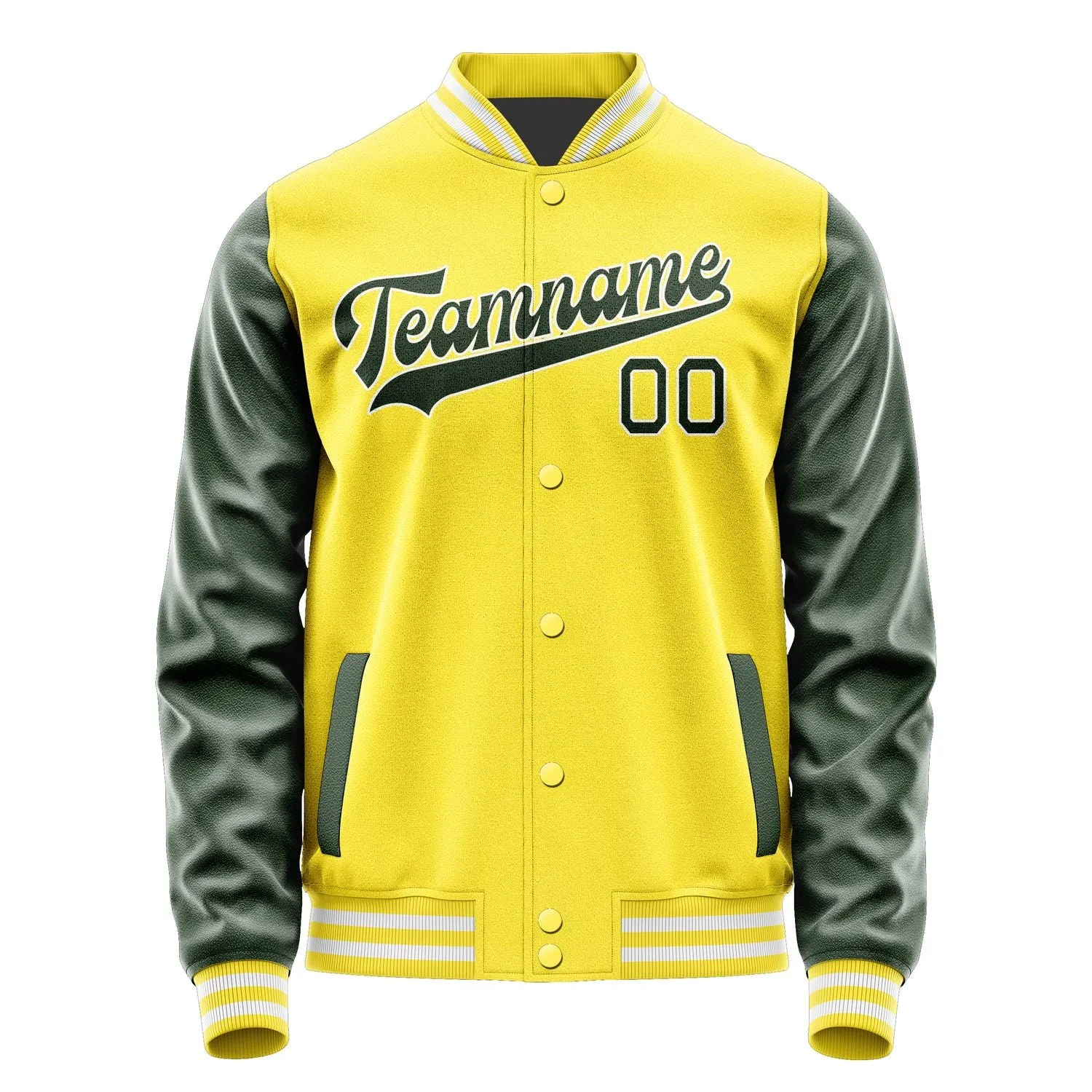 Custom Light Yellow Dark Green Jacket sold by Tailorly product image thumbnail 4