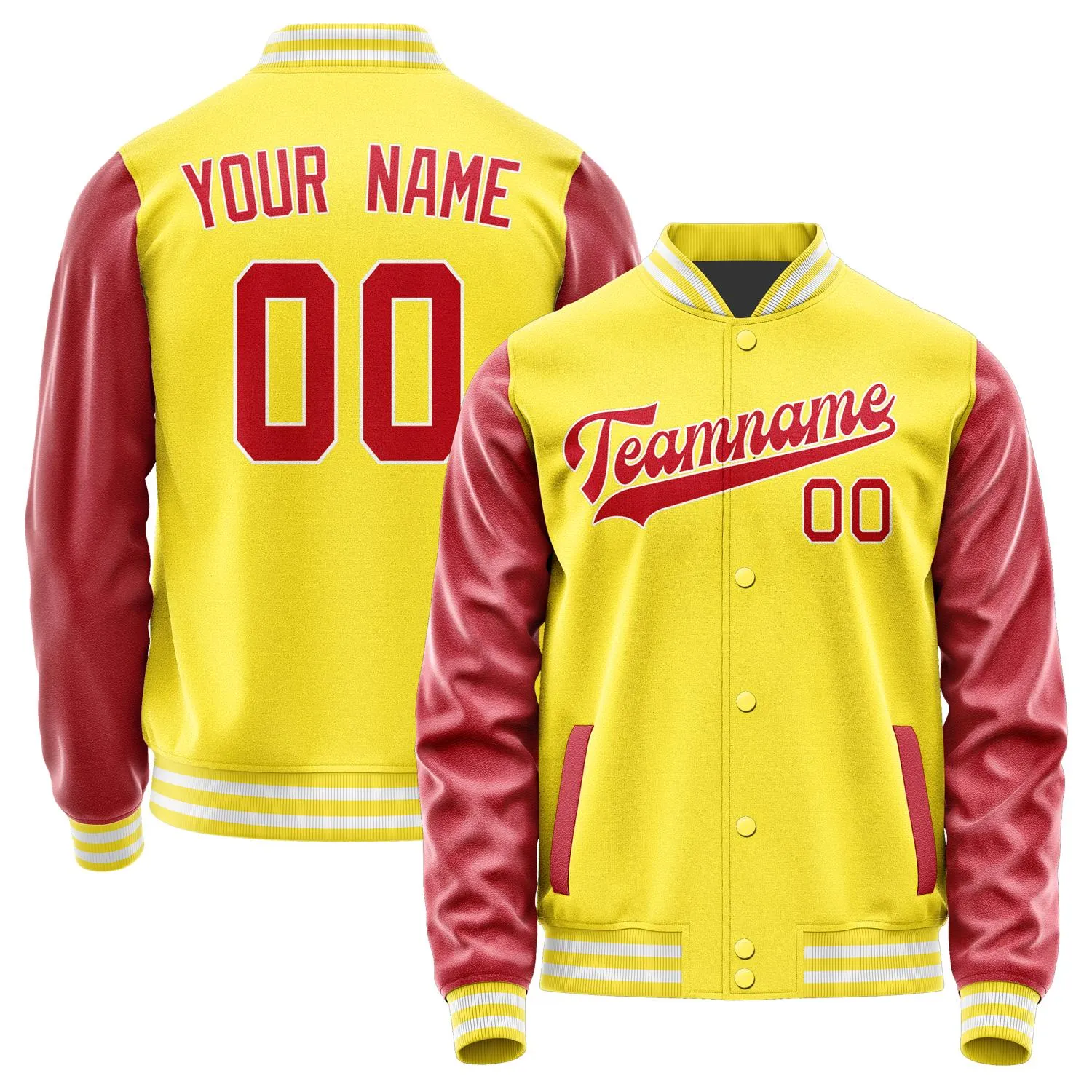 Custom Light Yellow Red Jacket sold by Tailorly