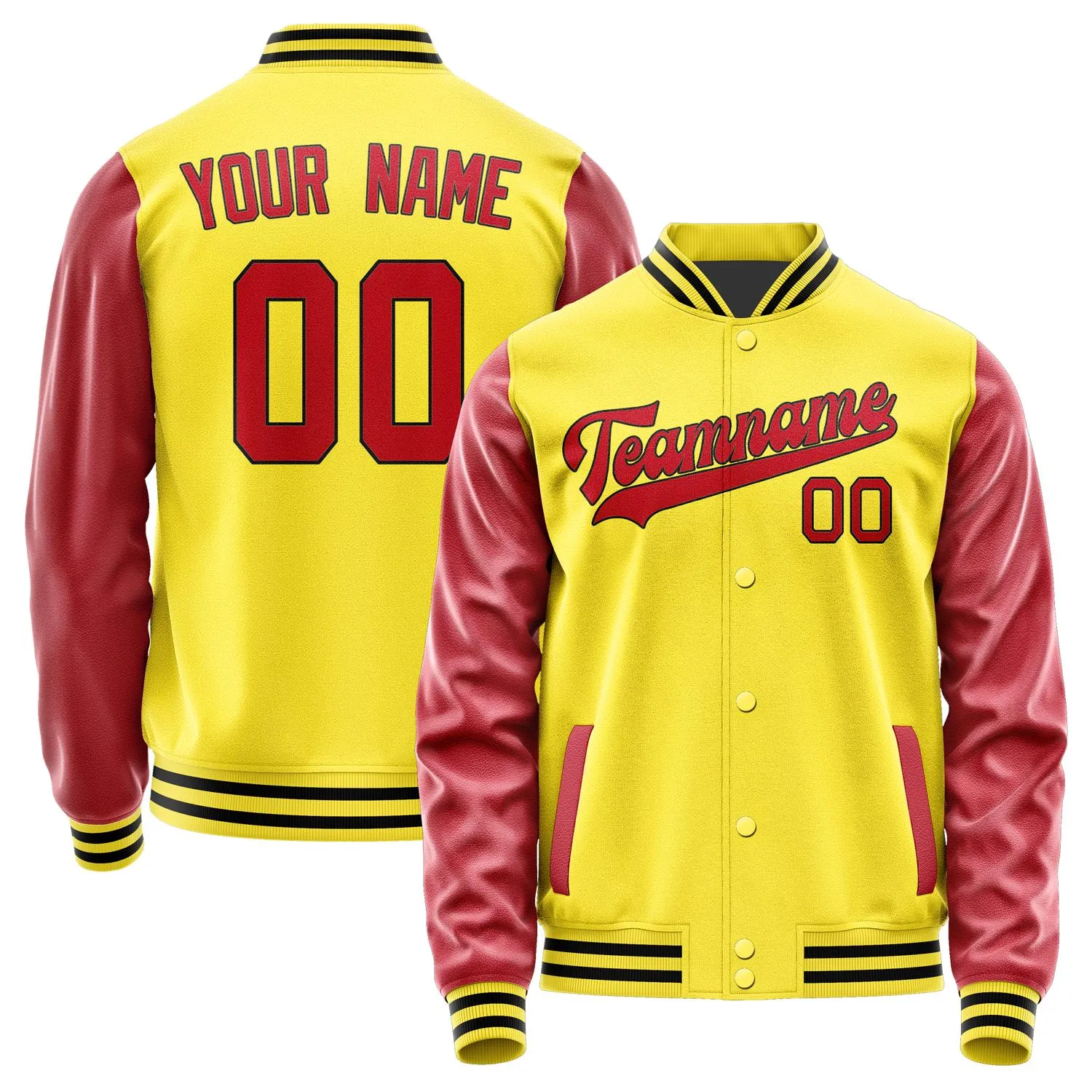 Custom Light Yellow Red Jacket sold by Tailorly