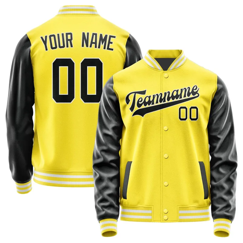 Custom Light Yellow Black Jacket sold by Tailorly