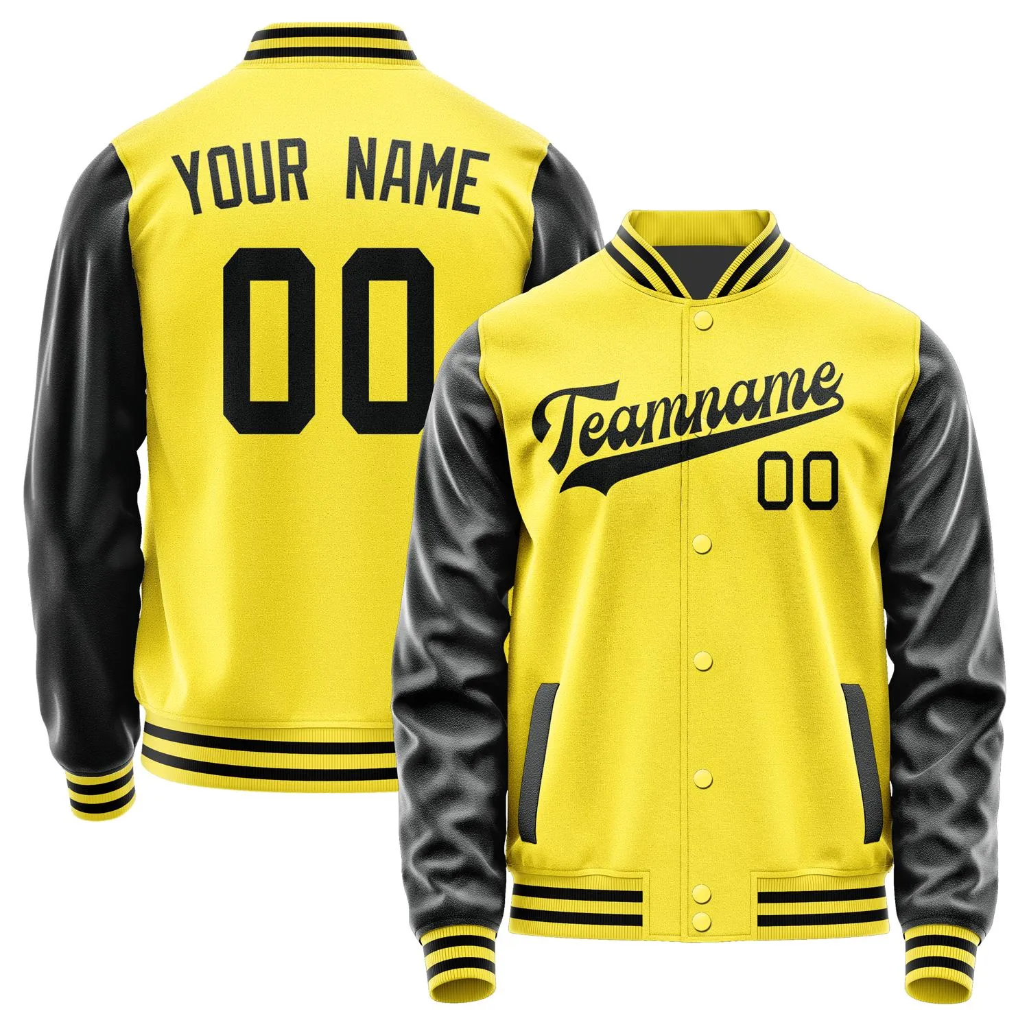 Custom Light Yellow Black Jacket sold by Tailorly