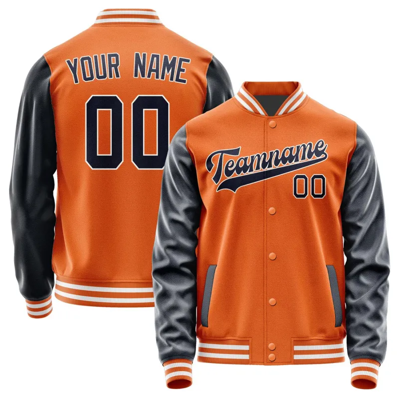 Custom Orange Navy Jacket sold by Tailorly