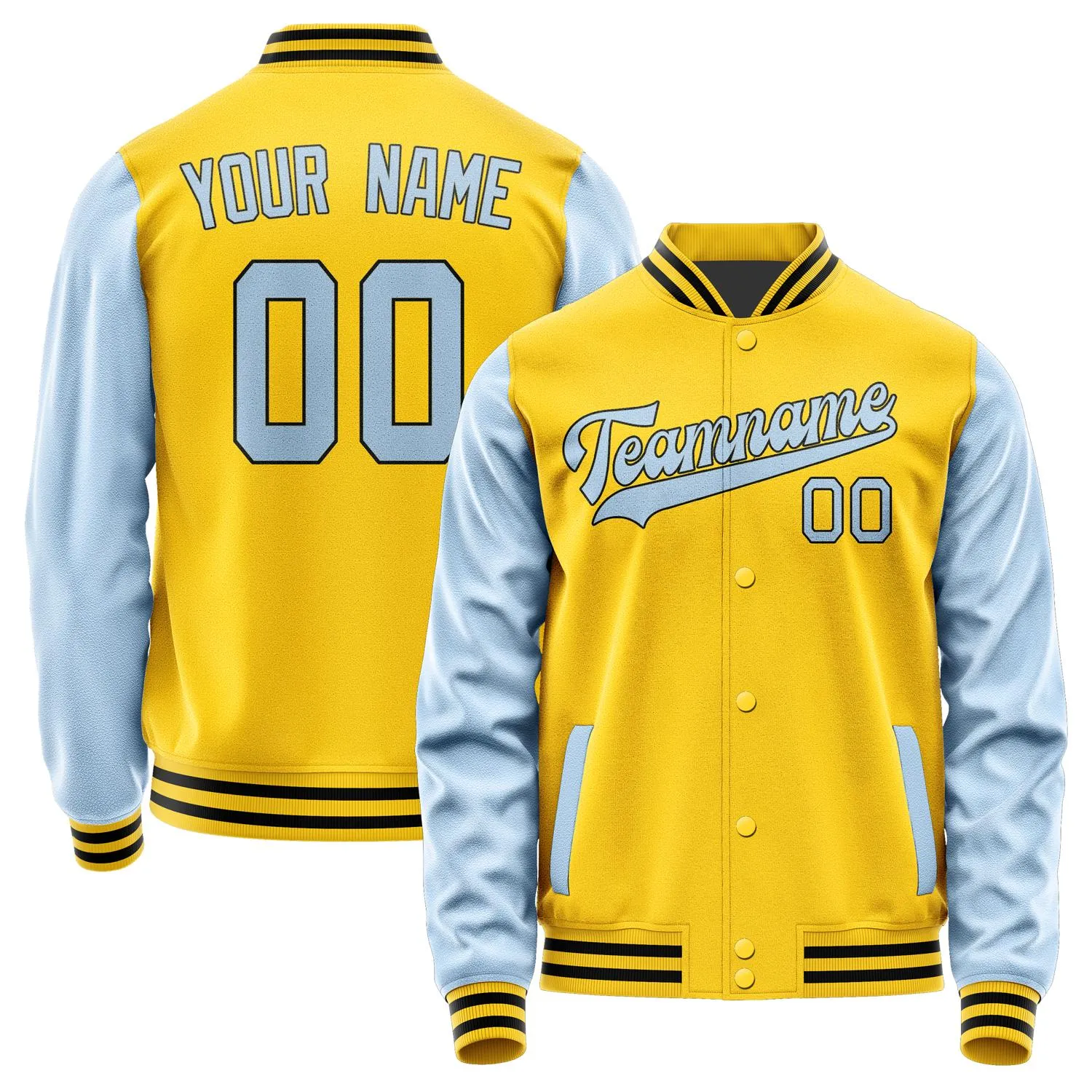 Custom Gold Light Blue Jacket sold by Tailorly