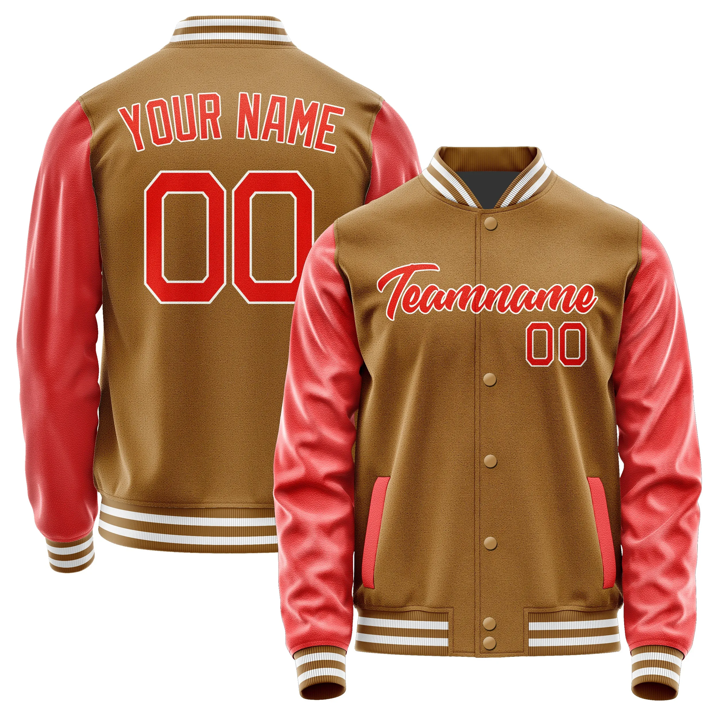 Custom Khaki Orange Red Jacket sold by Tailorly