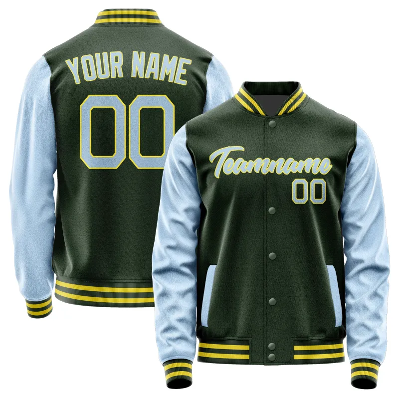 Custom Dark Green Light Blue Jacket sold by Tailorly