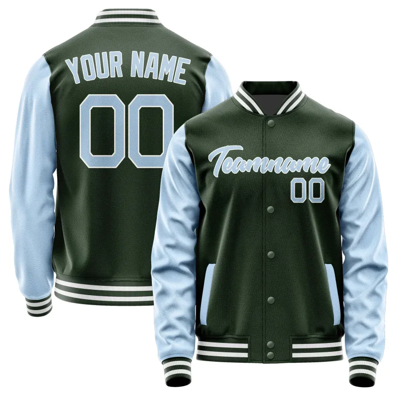 Custom Dark Green Light Blue Jacket sold by Tailorly
