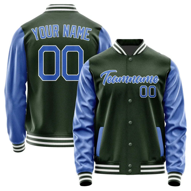 Custom Dark Green Sky Blue Jacket sold by Tailorly