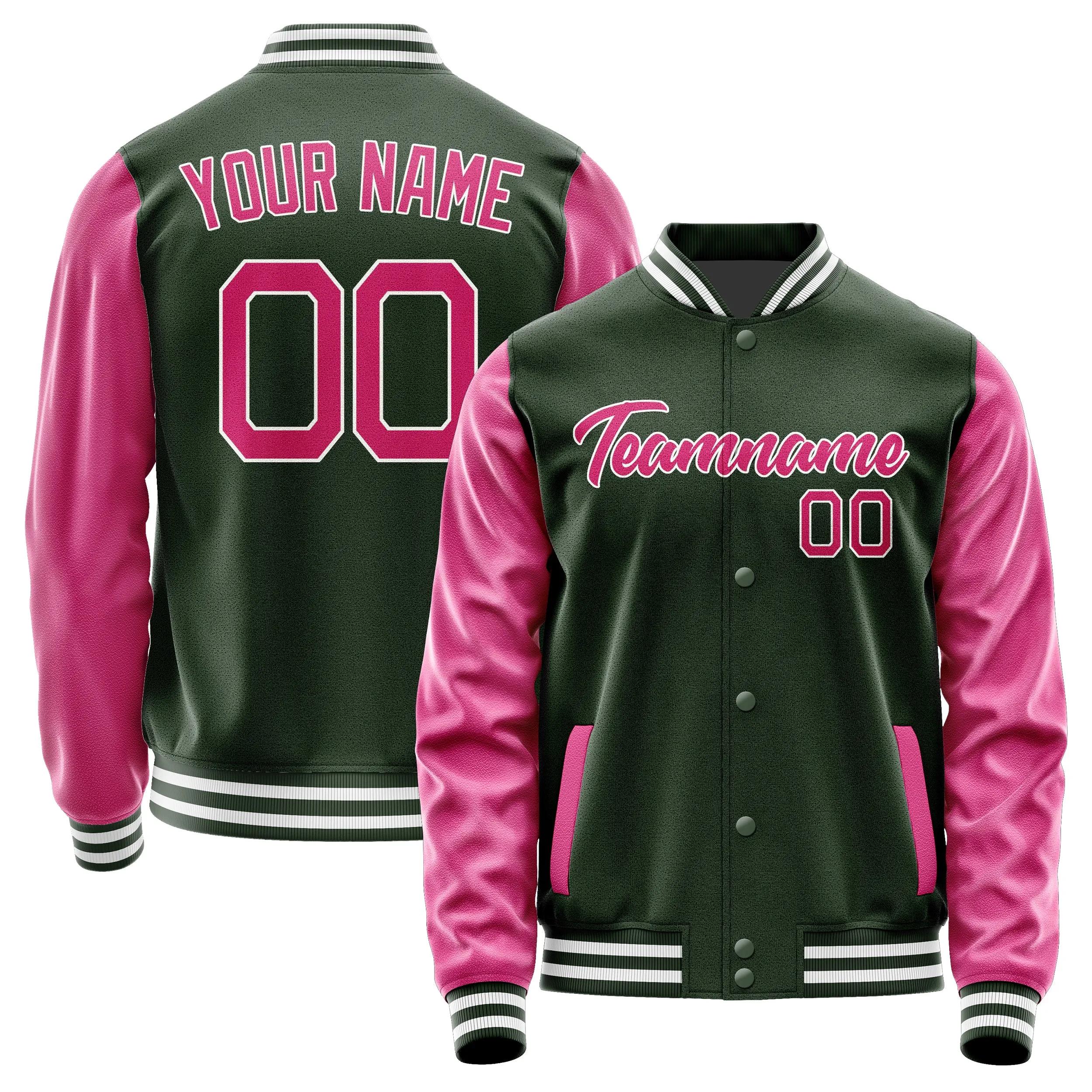 Custom Dark Green Pink Jacket sold by Tailorly