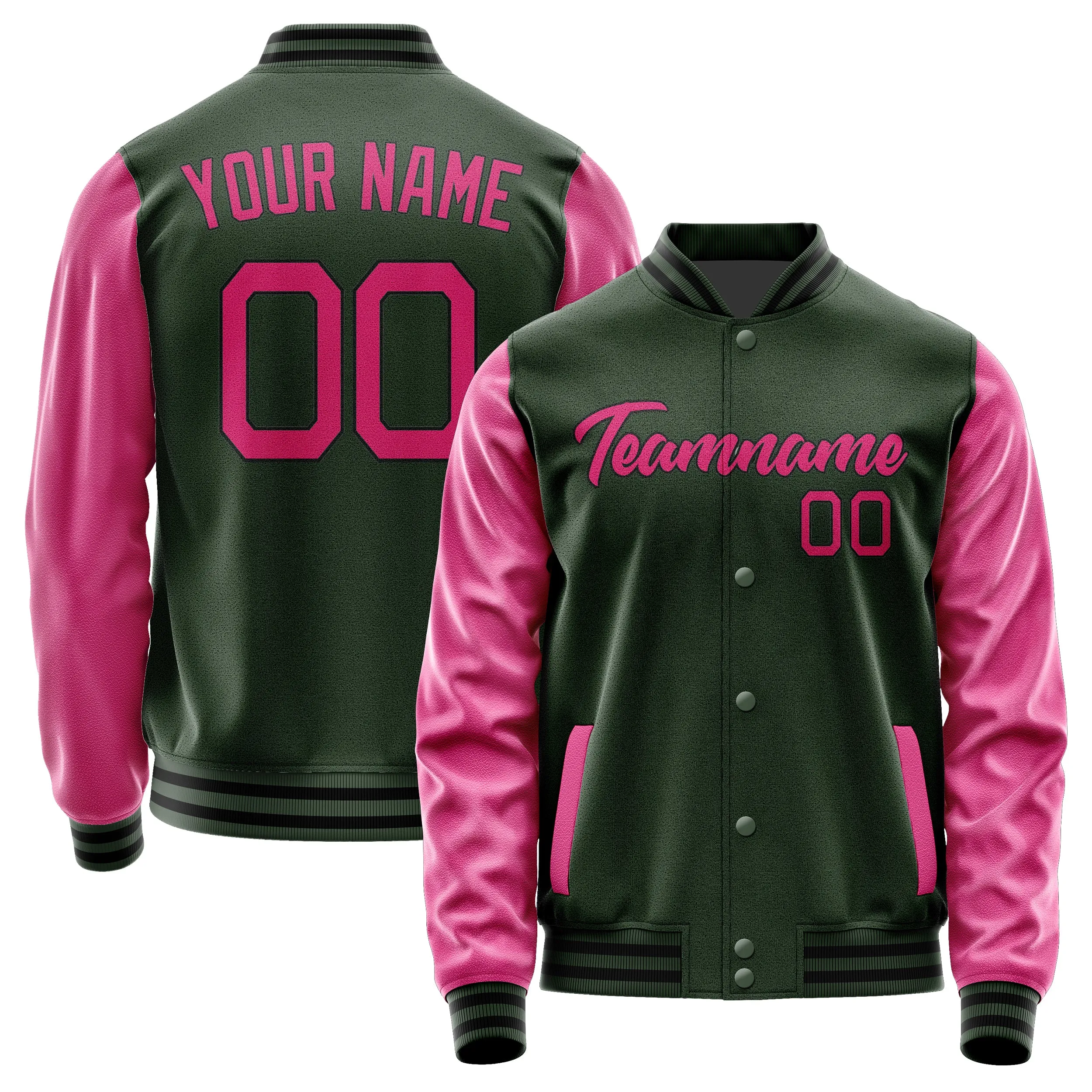 Custom Dark Green Pink Jacket sold by Tailorly