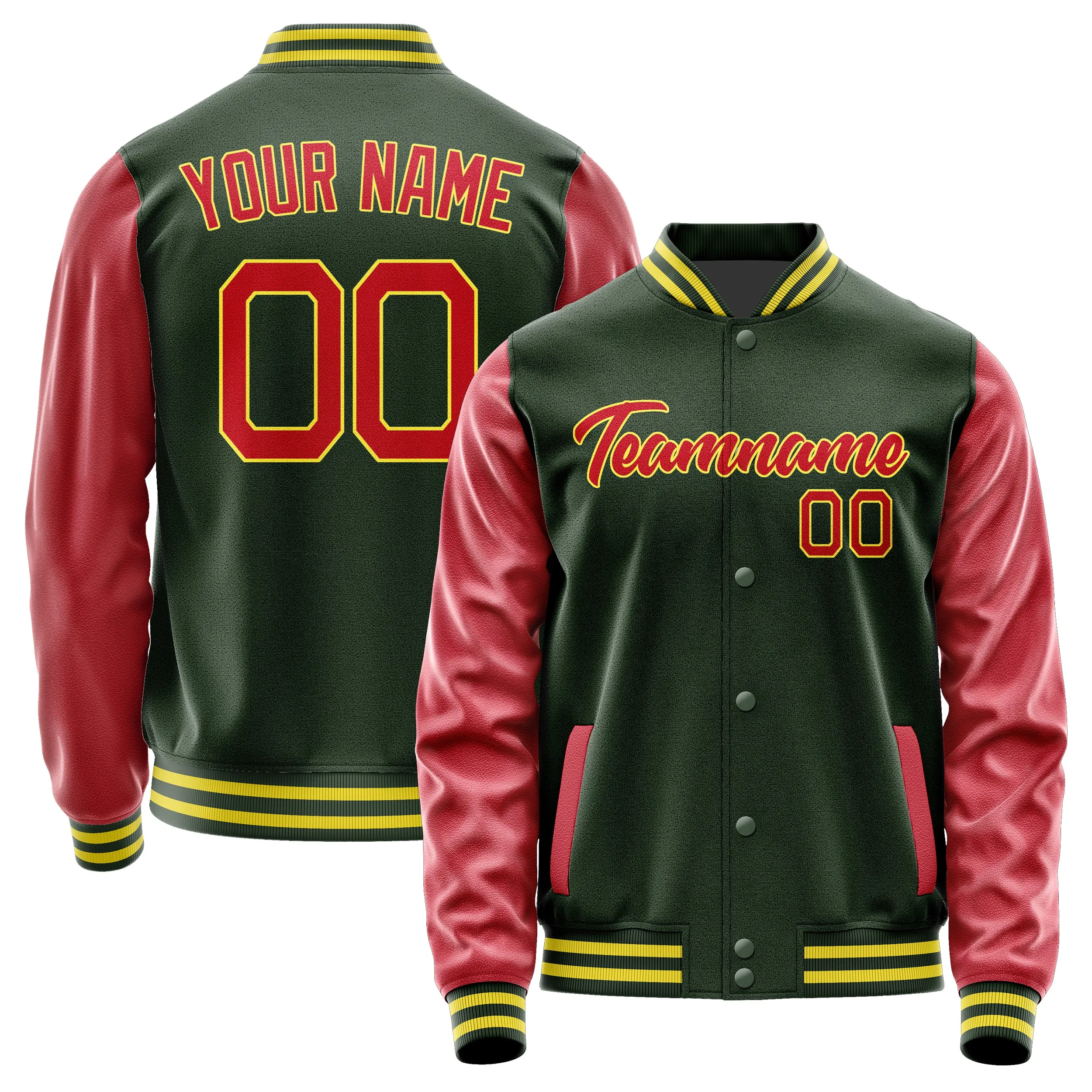 Custom Dark Green Red Jacket sold by Tailorly