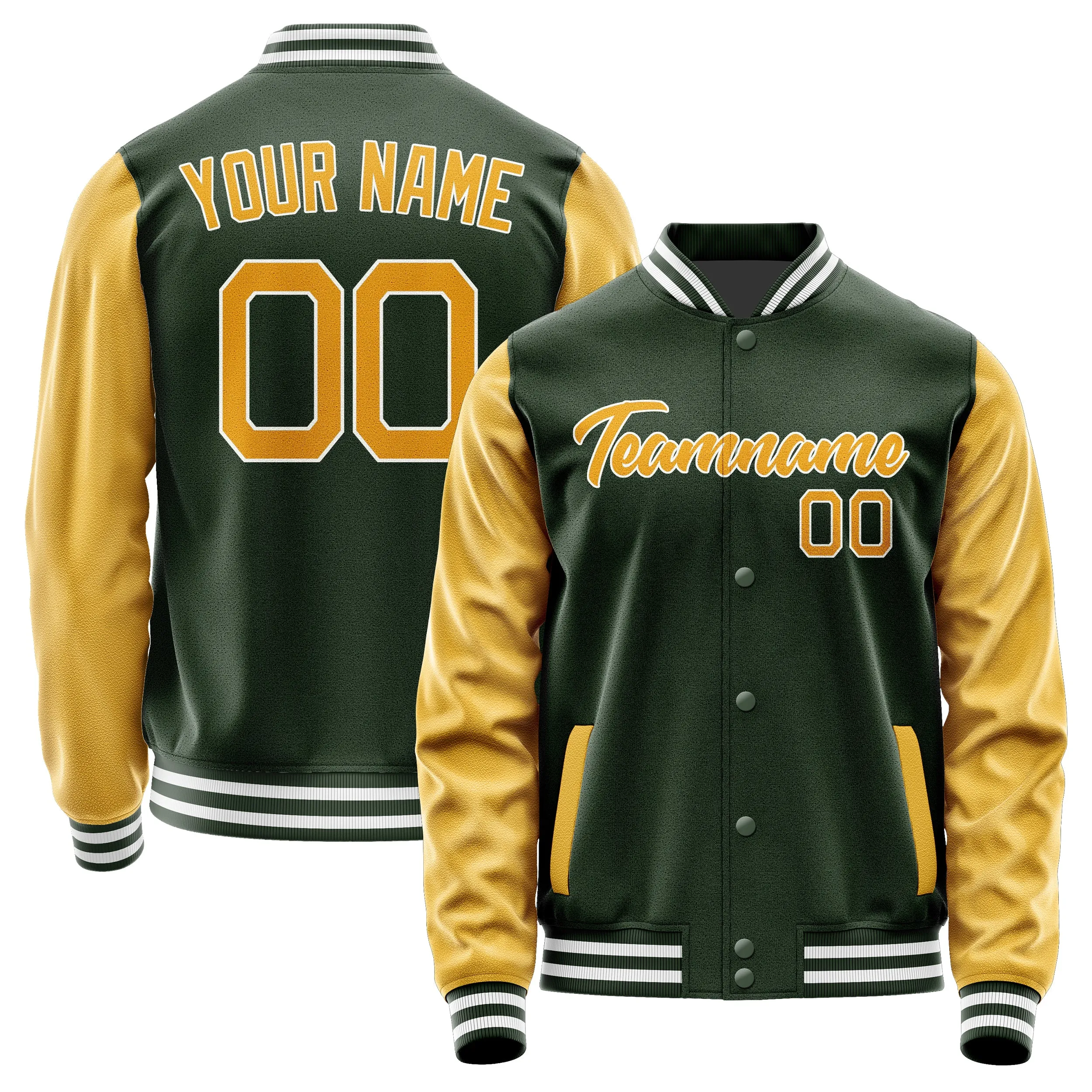 Custom Dark Green Yellow Jacket sold by Tailorly