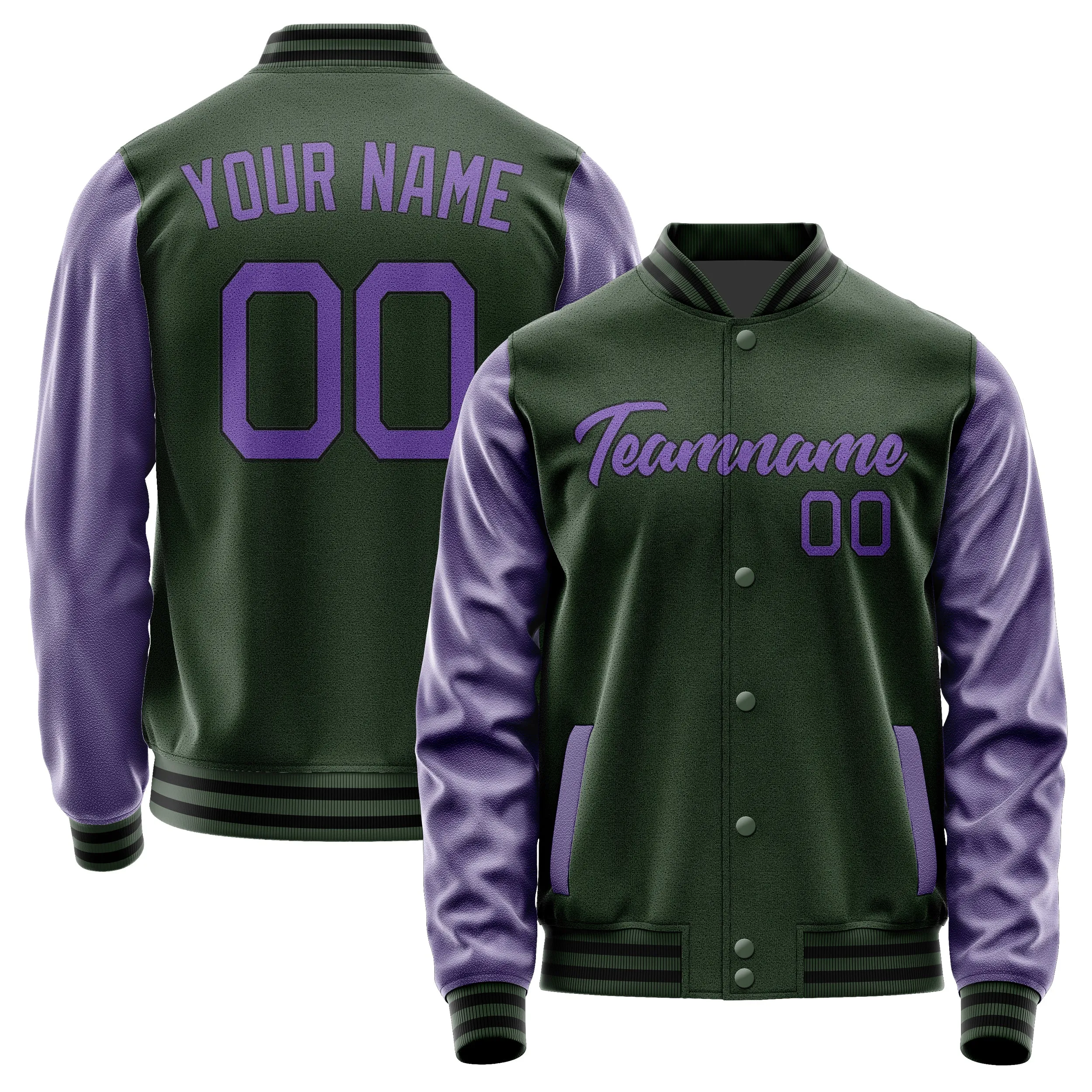 Custom Dark Green Light Purple Jacket sold by Tailorly