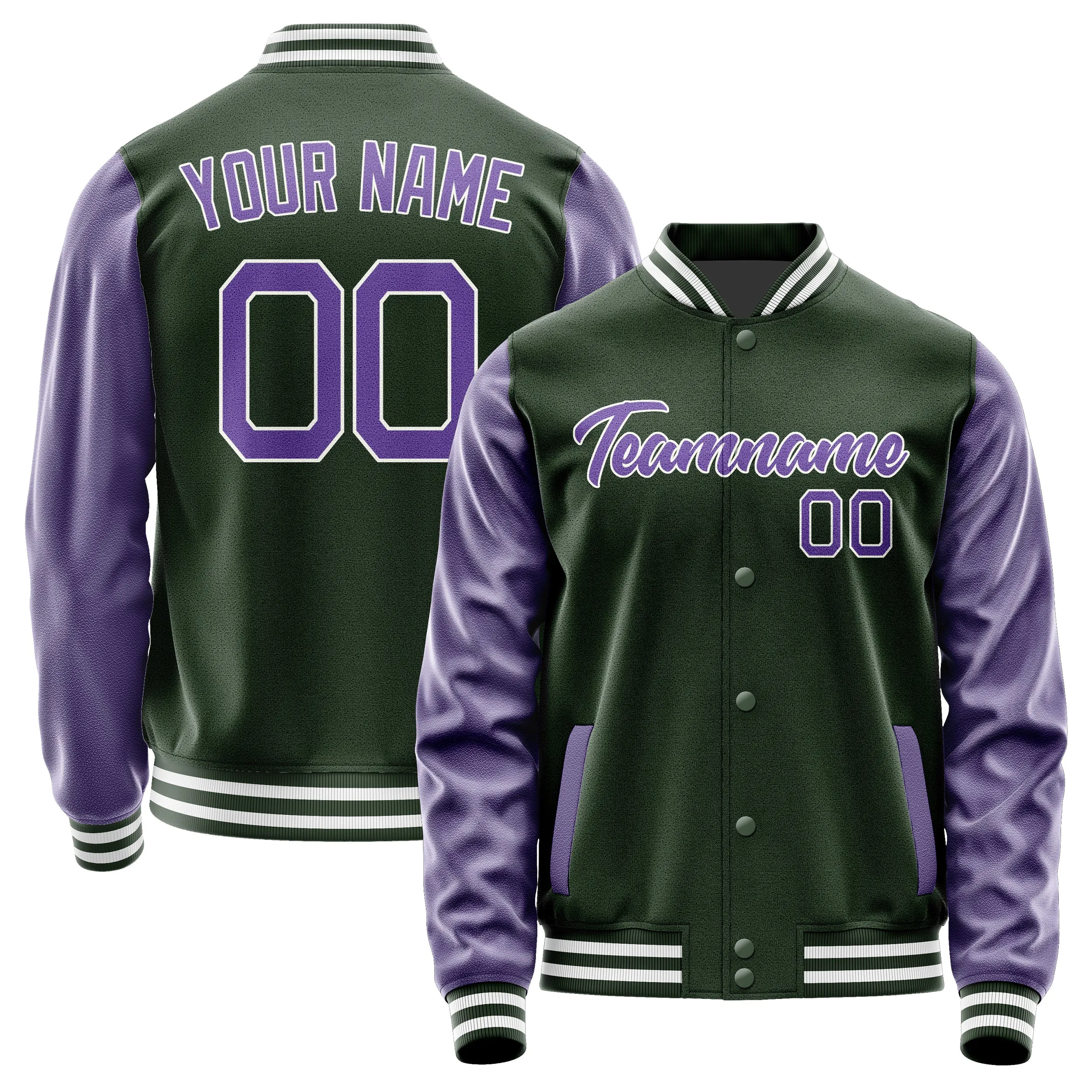 Custom Dark Green Light Purple Jacket sold by Tailorly