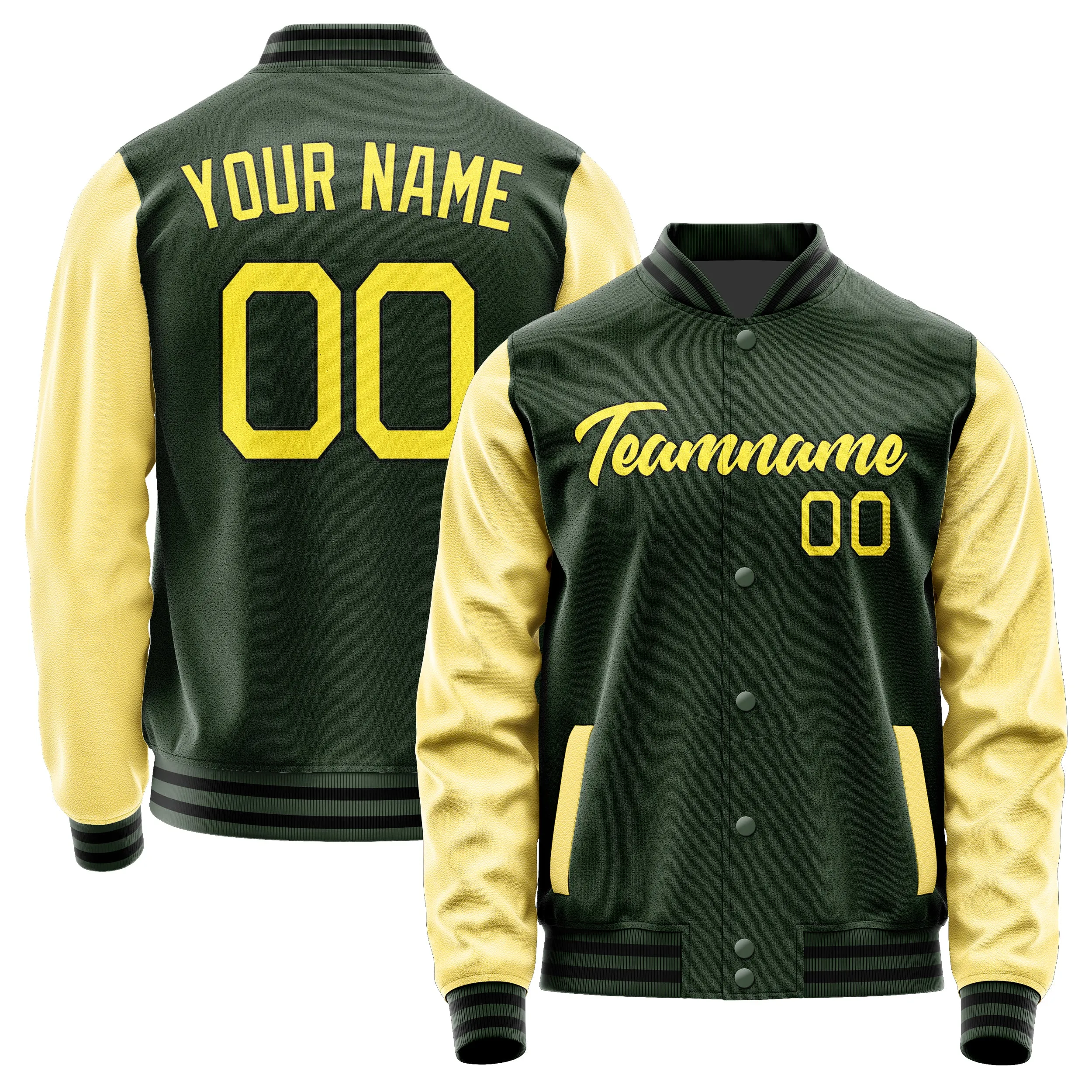Custom Dark Green Light Yellow Jacket sold by Tailorly