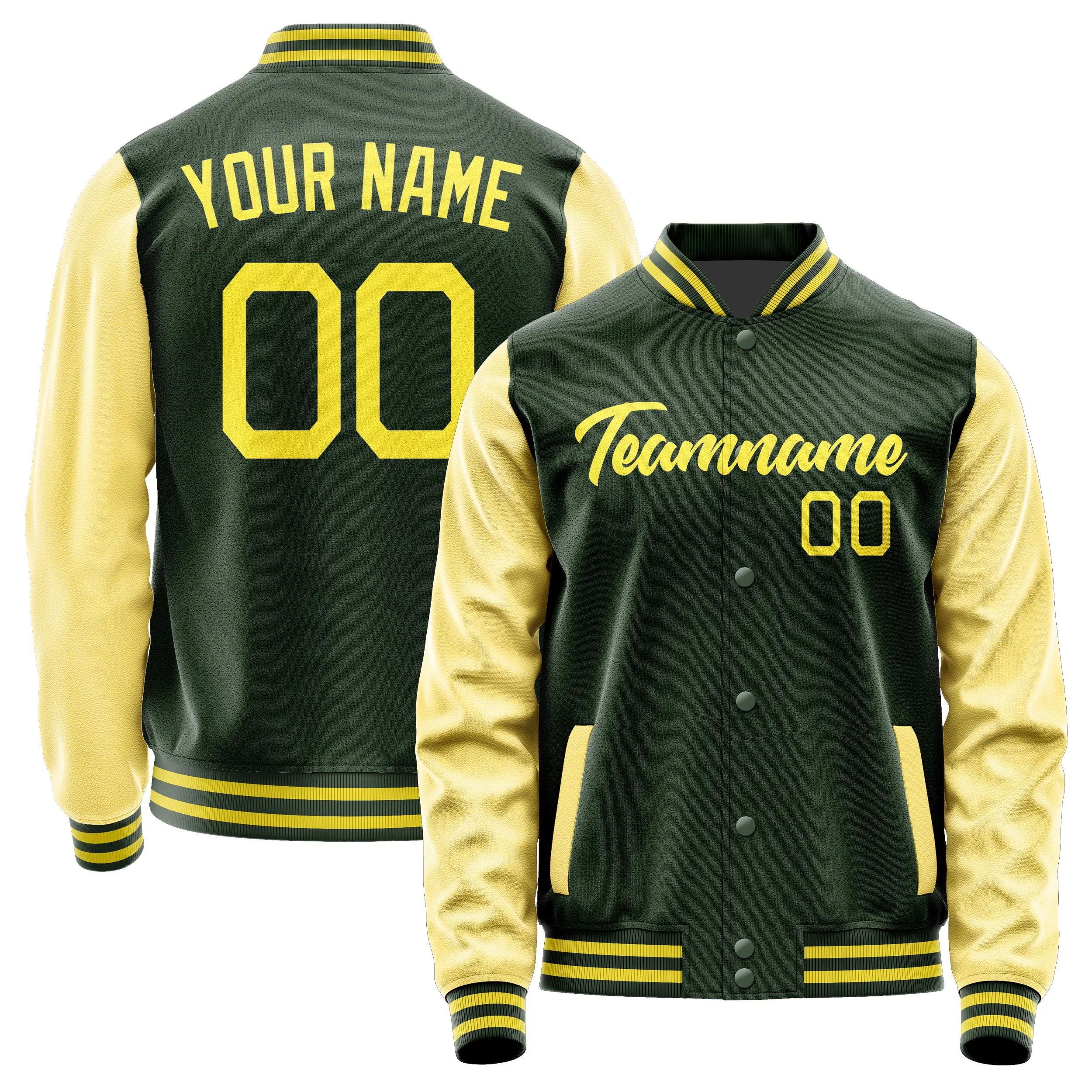 Custom Dark Green Light Yellow Jacket sold by Tailorly