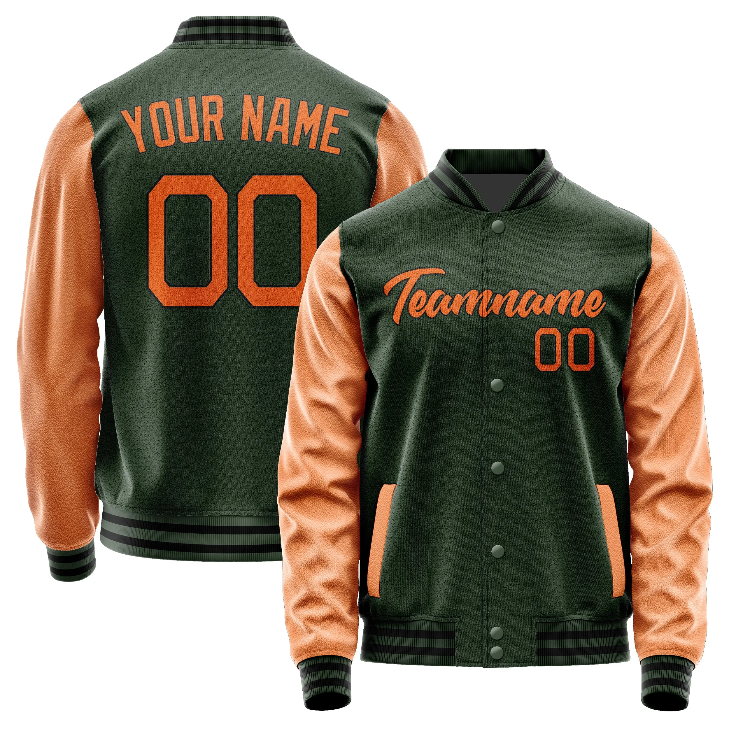 Custom Dark Green Orange Jacket sold by Tailorly