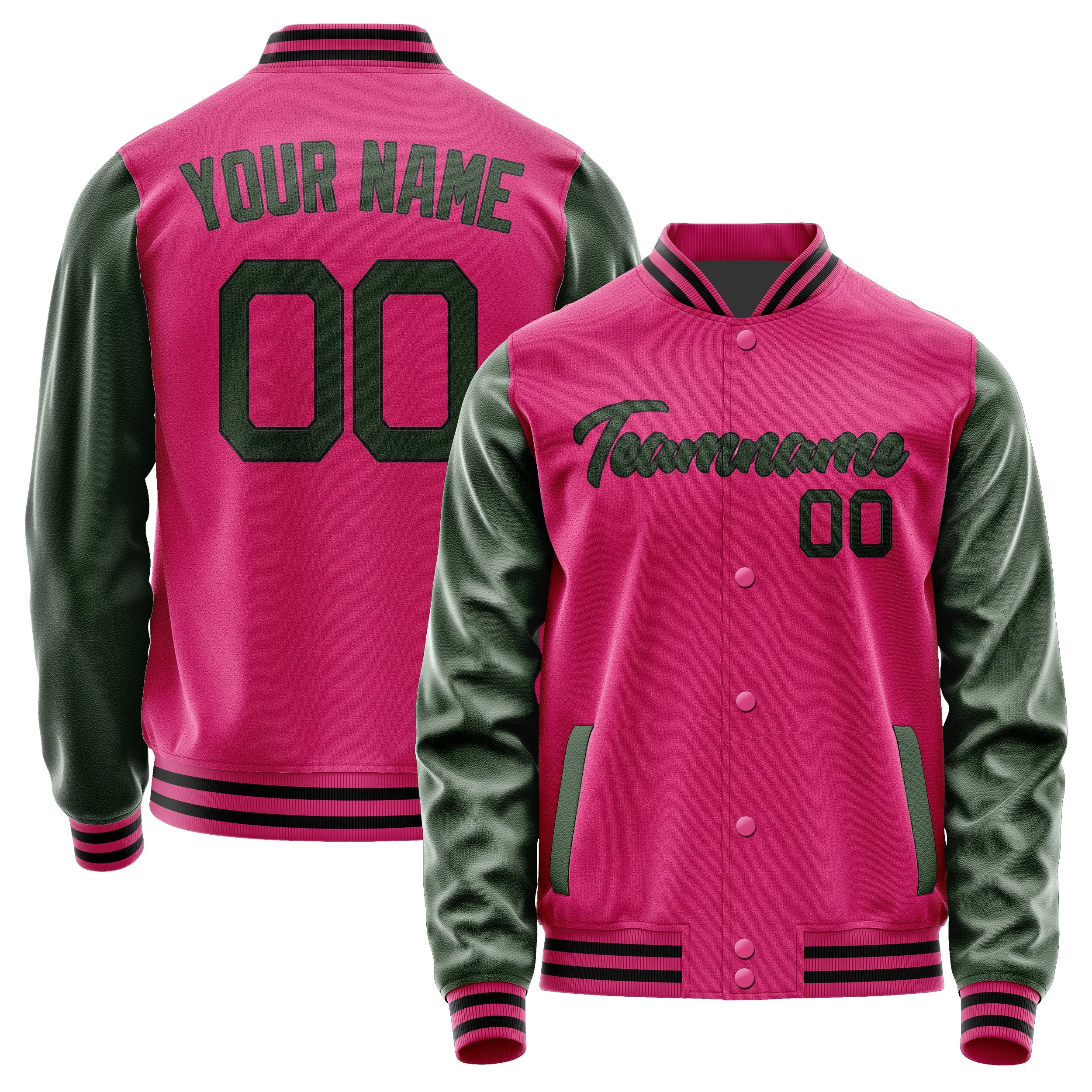 Custom Pink Dark Green Jacket sold by Tailorly