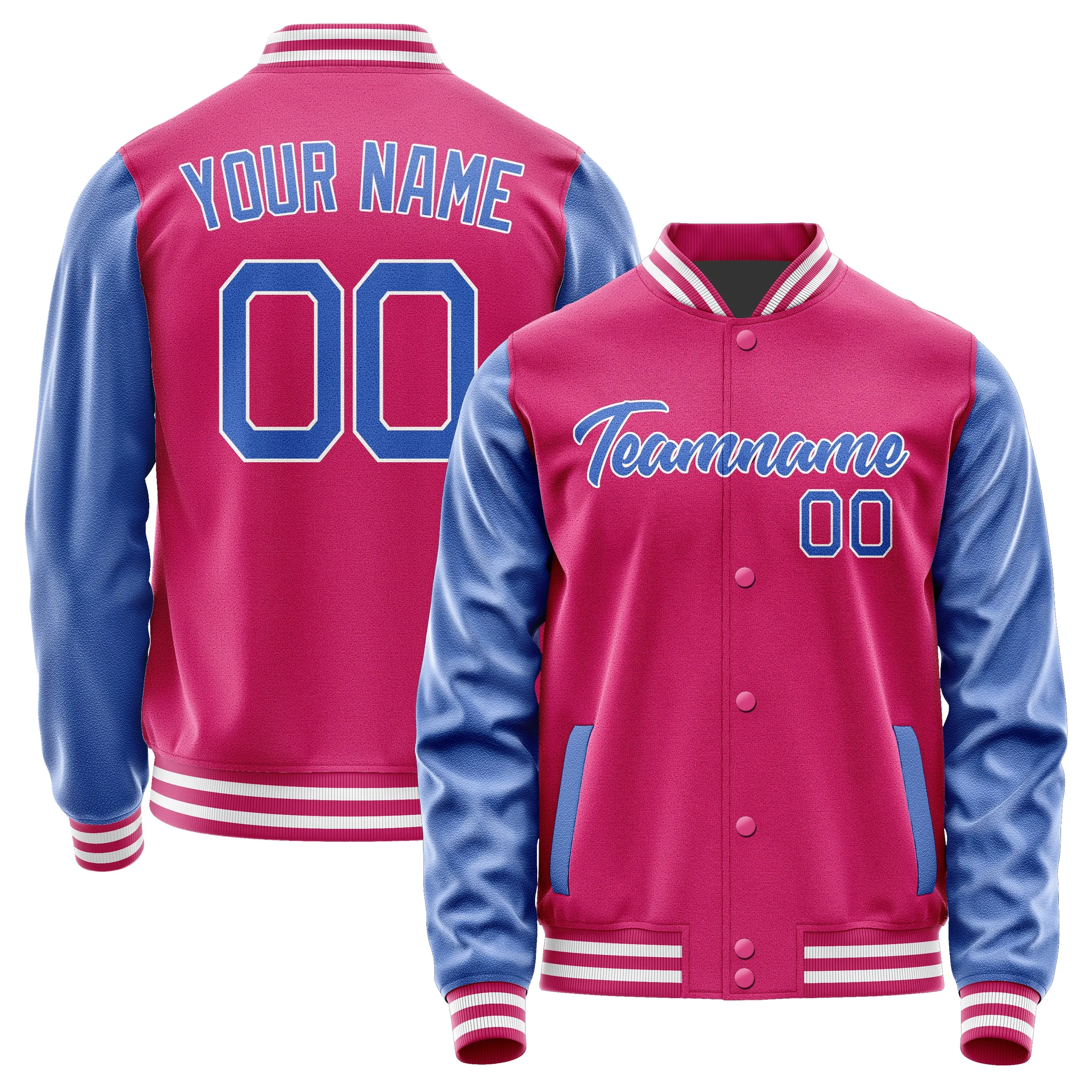 Custom Pink Sky Blue Jacket sold by Tailorly