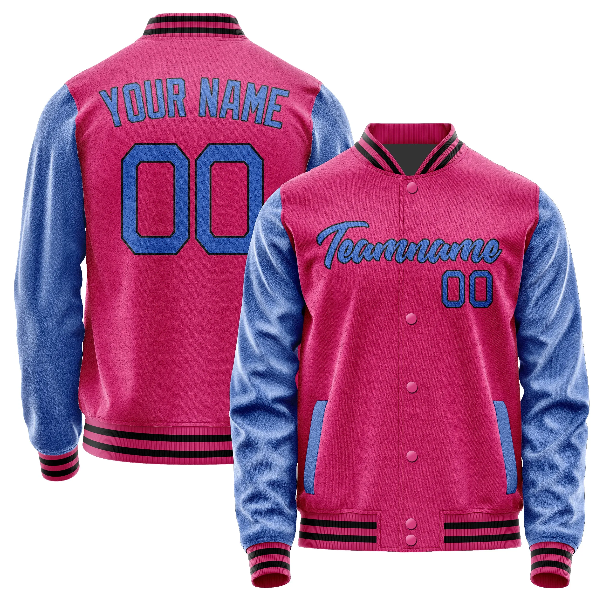 Custom Pink Sky Blue Jacket sold by Tailorly