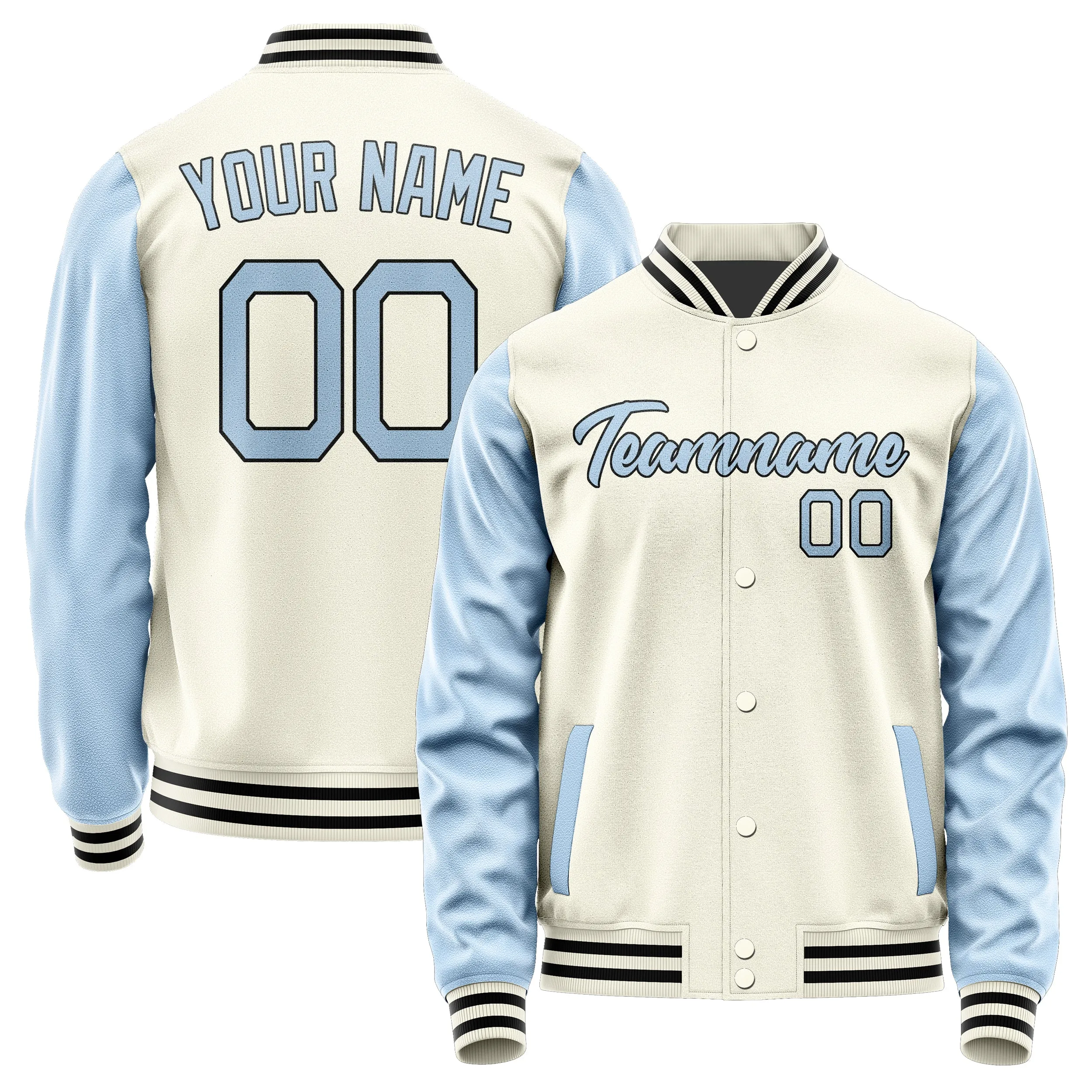 Custom Cream Light Blue Jacket sold by Tailorly