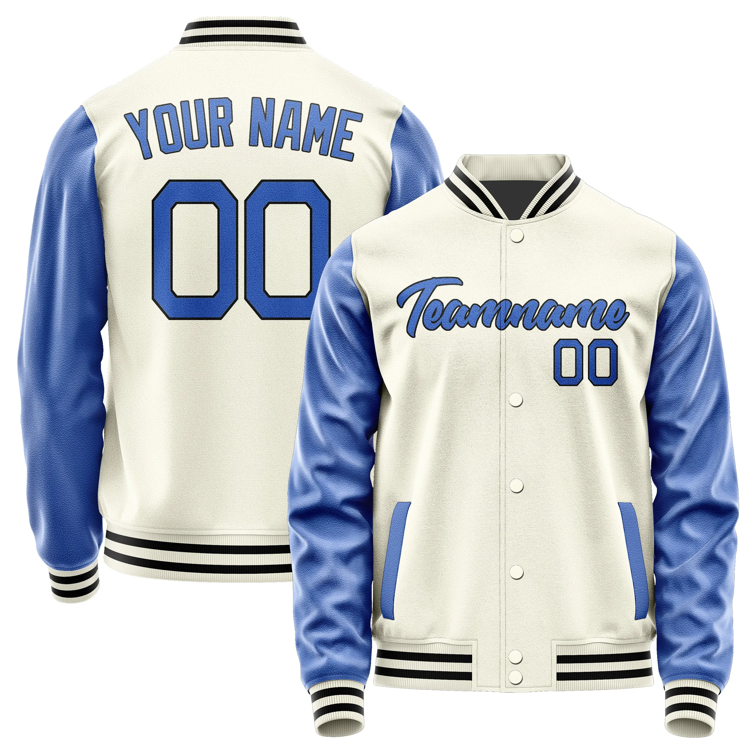 Custom Cream Sky Blue Jacket sold by Tailorly