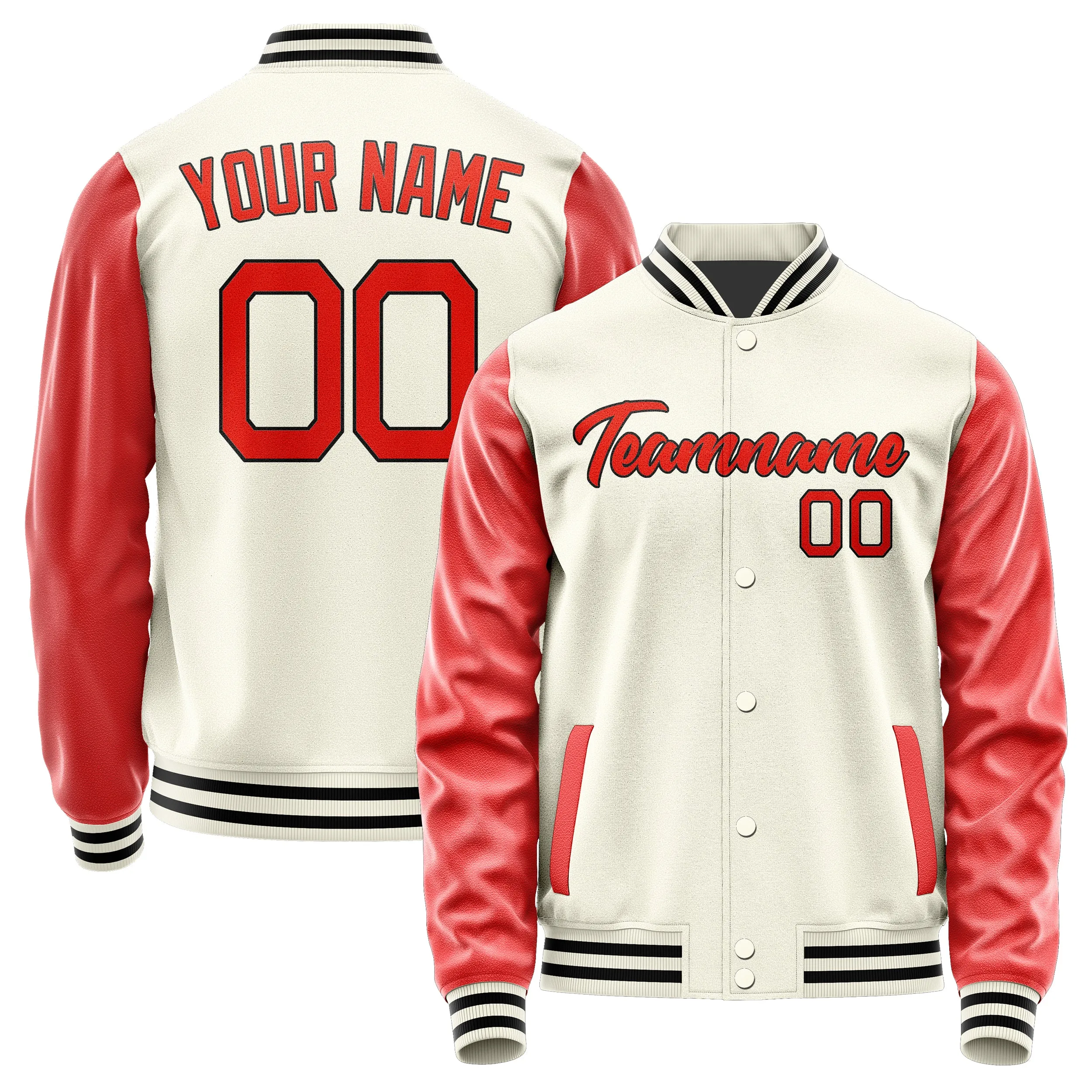 Custom Cream Orange Red Jacket sold by Tailorly