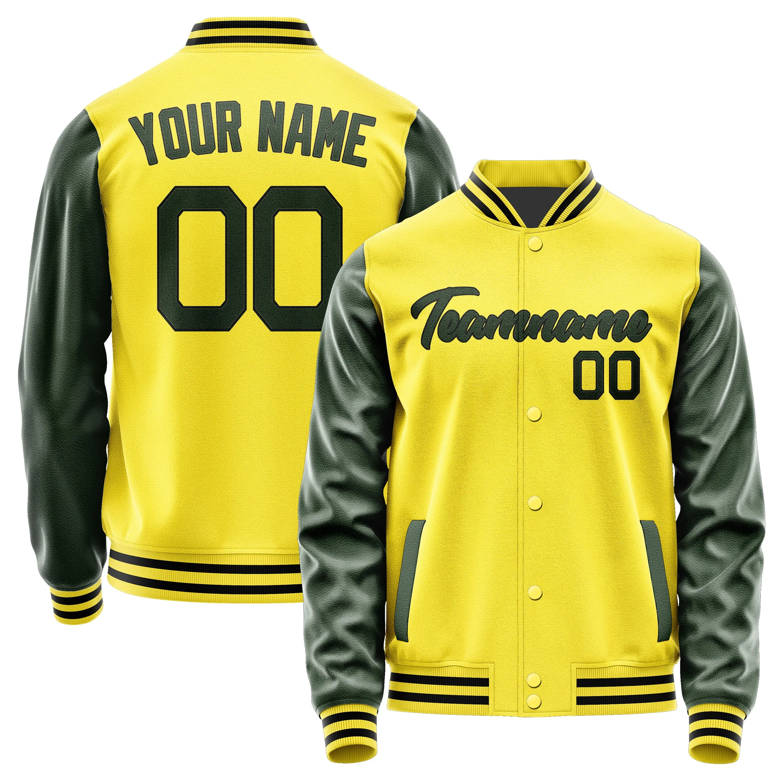 Custom Light Yellow Dark Green Jacket sold by Tailorly