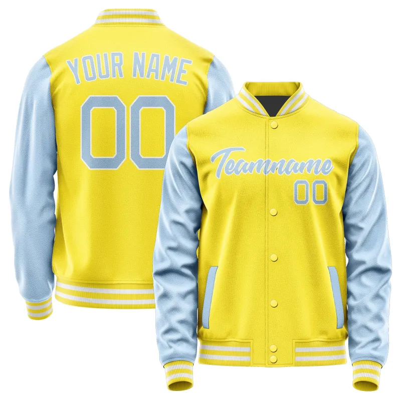 Custom Light Yellow Light Blue Jacket sold by Tailorly