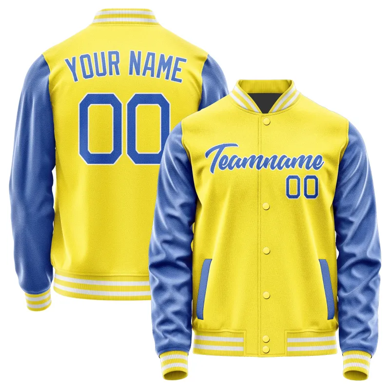 Custom Light Yellow Sky Blue Jacket sold by Tailorly