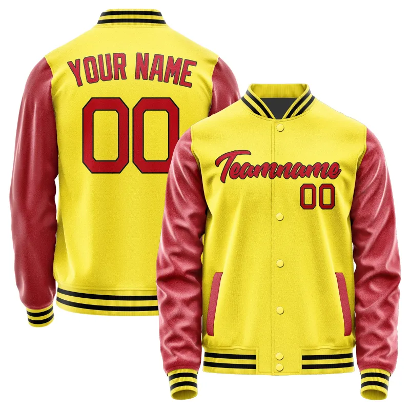 Custom Light Yellow Red Jacket sold by Tailorly