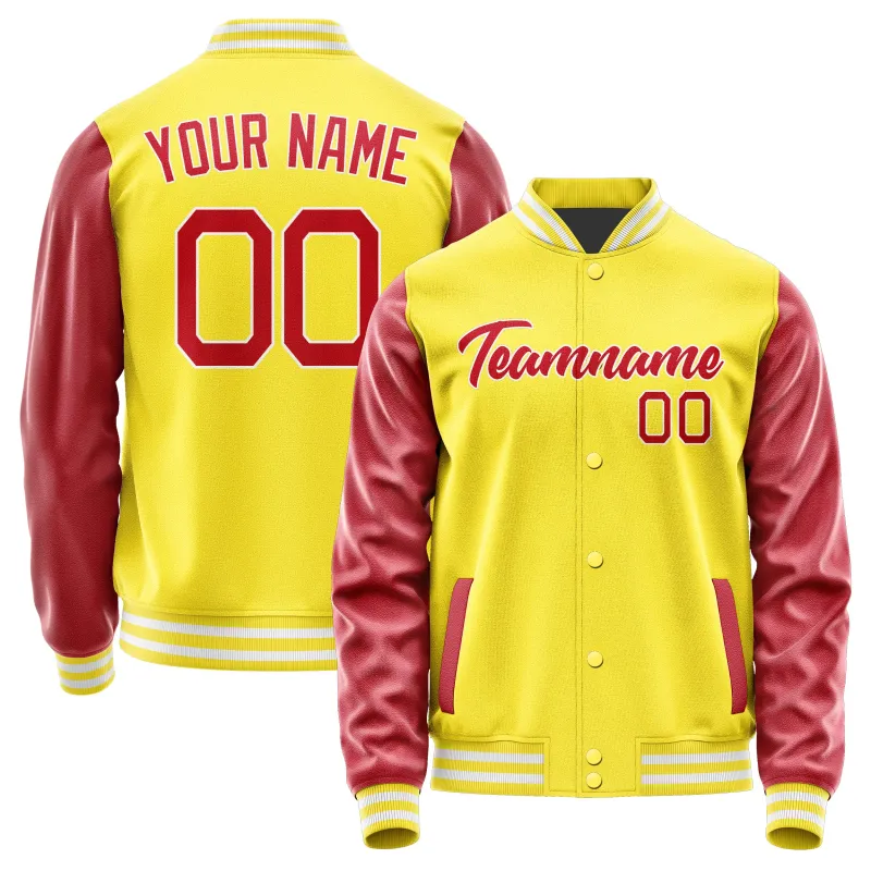 Custom Light Yellow Red Jacket sold by Tailorly