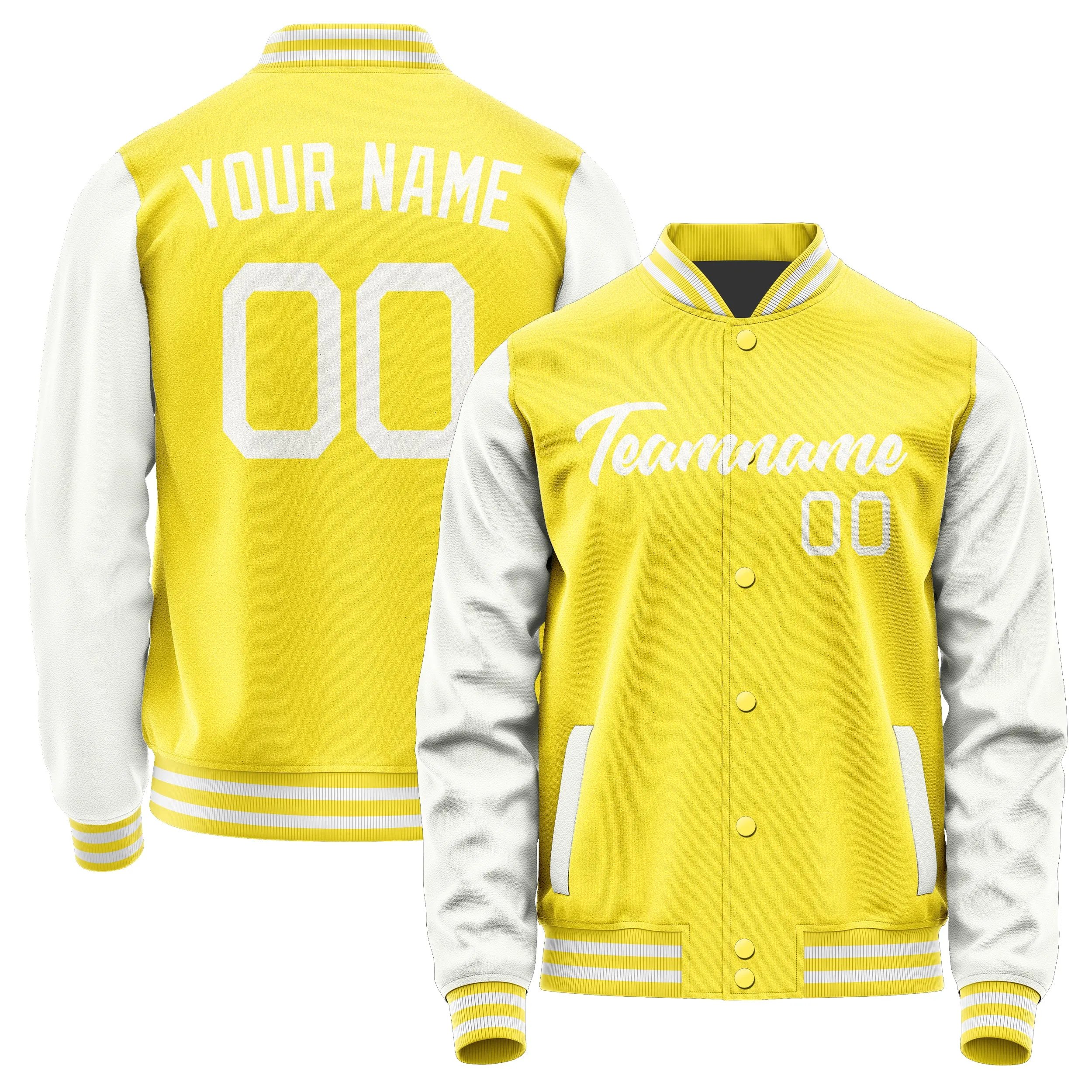 Custom Light Yellow White Jacket sold by Tailorly