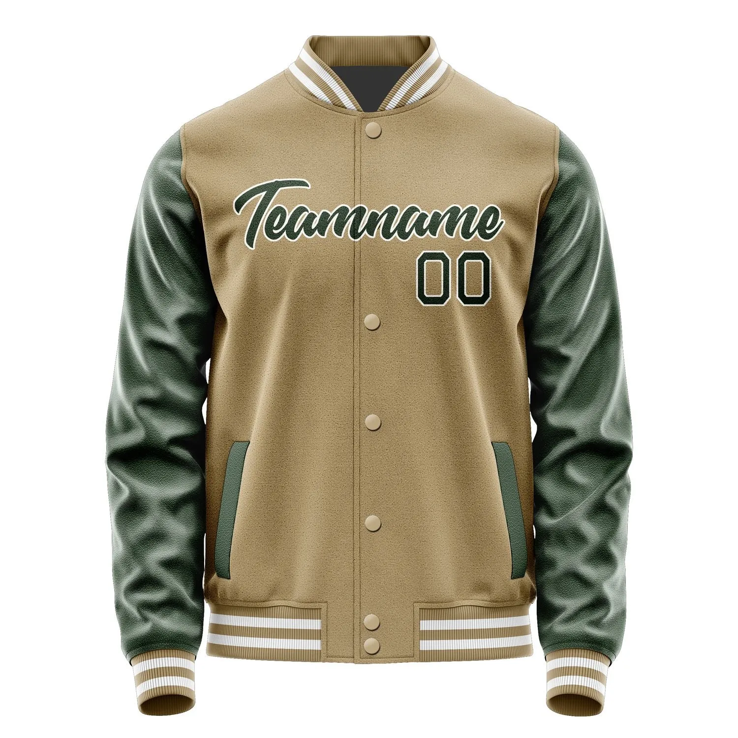 Custom Light Khaki Dark Green Jacket sold by Tailorly product image thumbnail 2