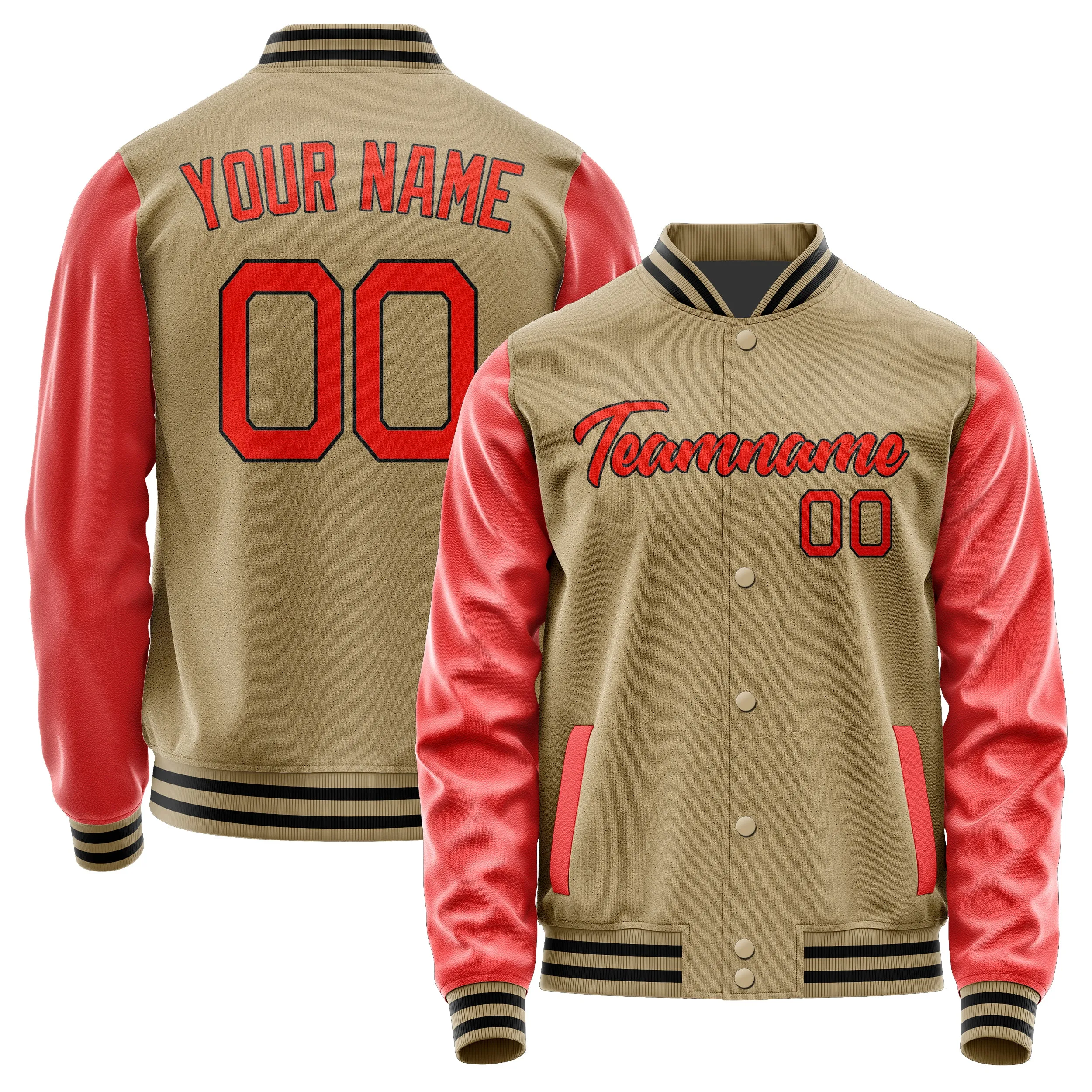 Custom Light Khaki Orange Red Jacket sold by Tailorly