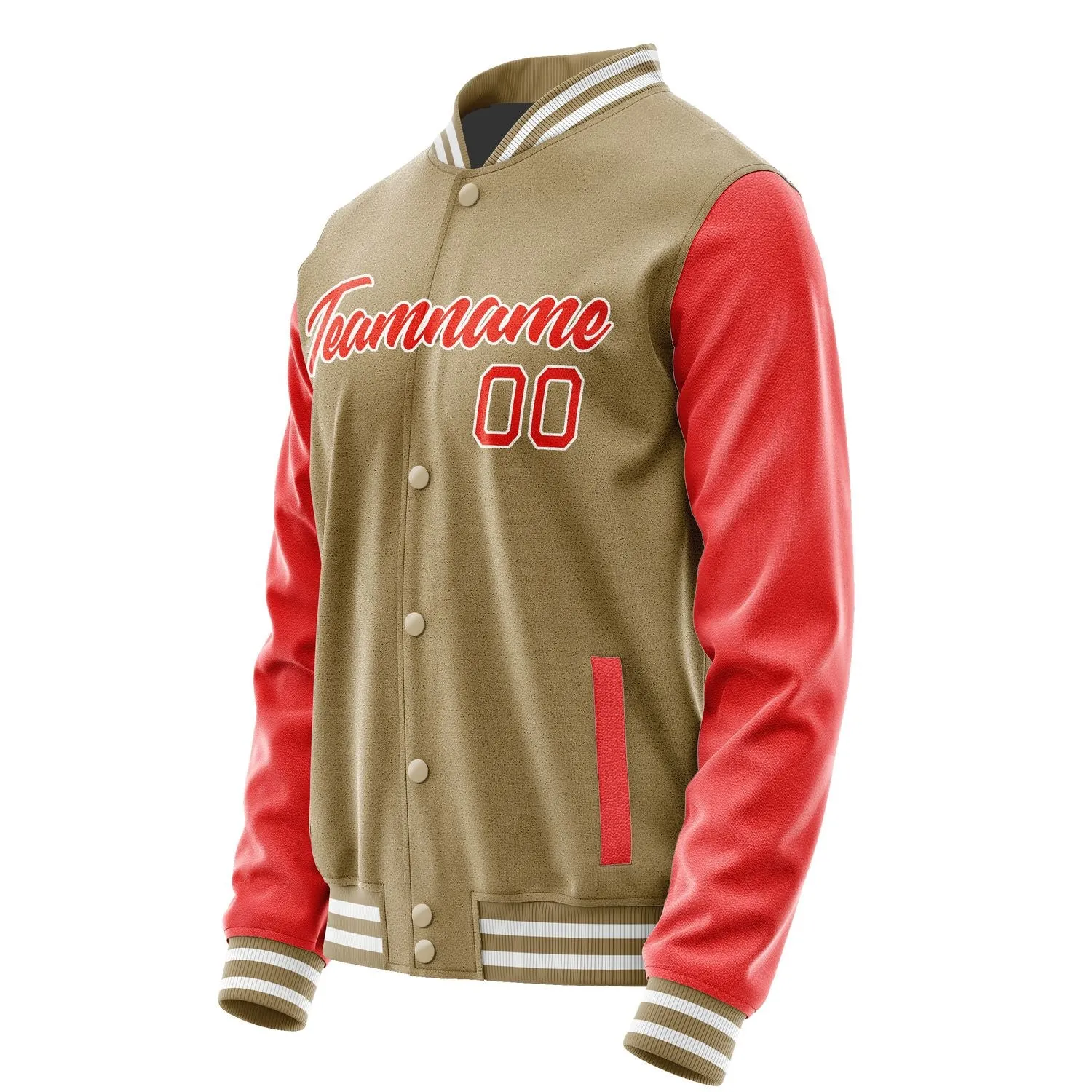 Custom Light Khaki Orange Red Jacket sold by Tailorly product image thumbnail 3