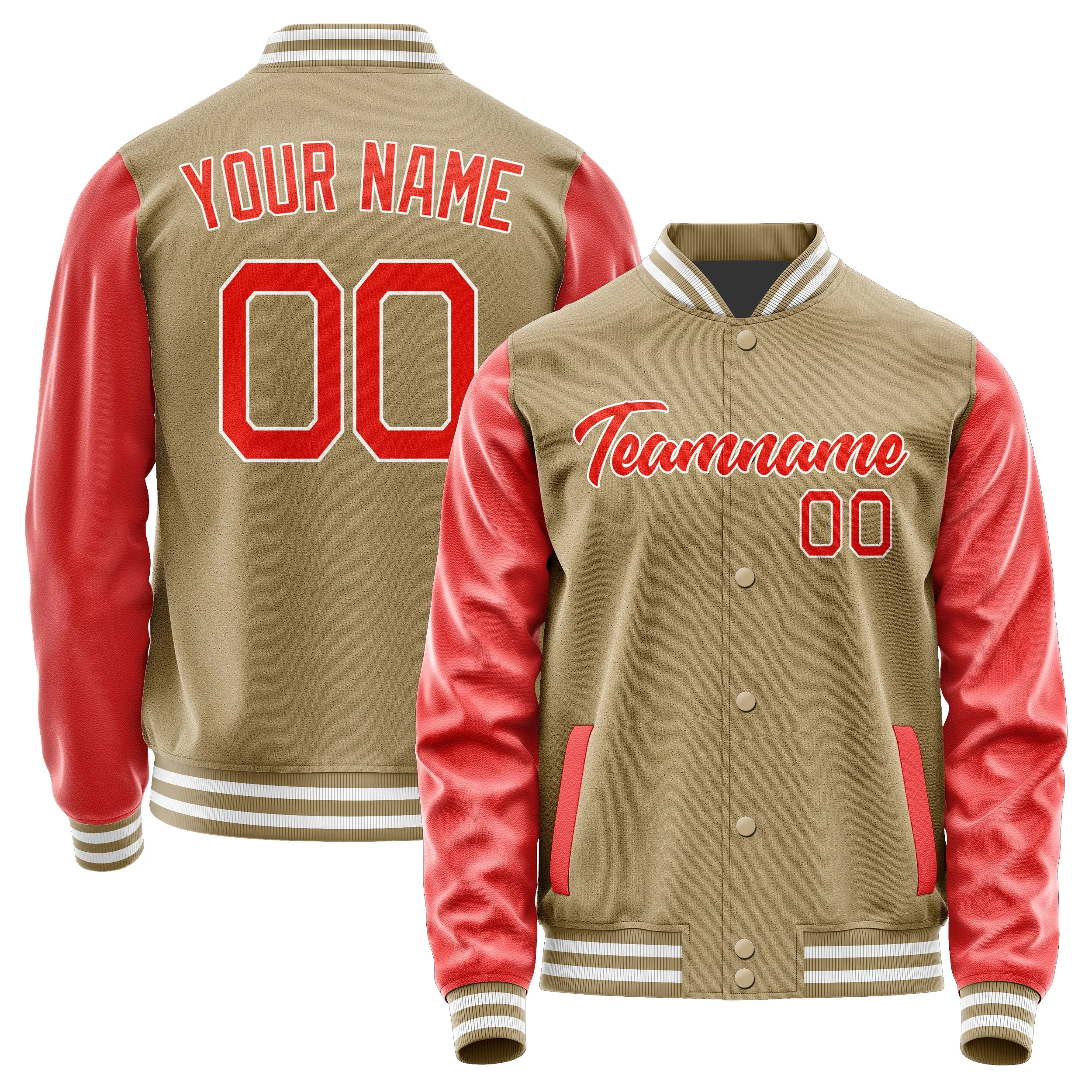 Custom Light Khaki Orange Red Jacket sold by Tailorly