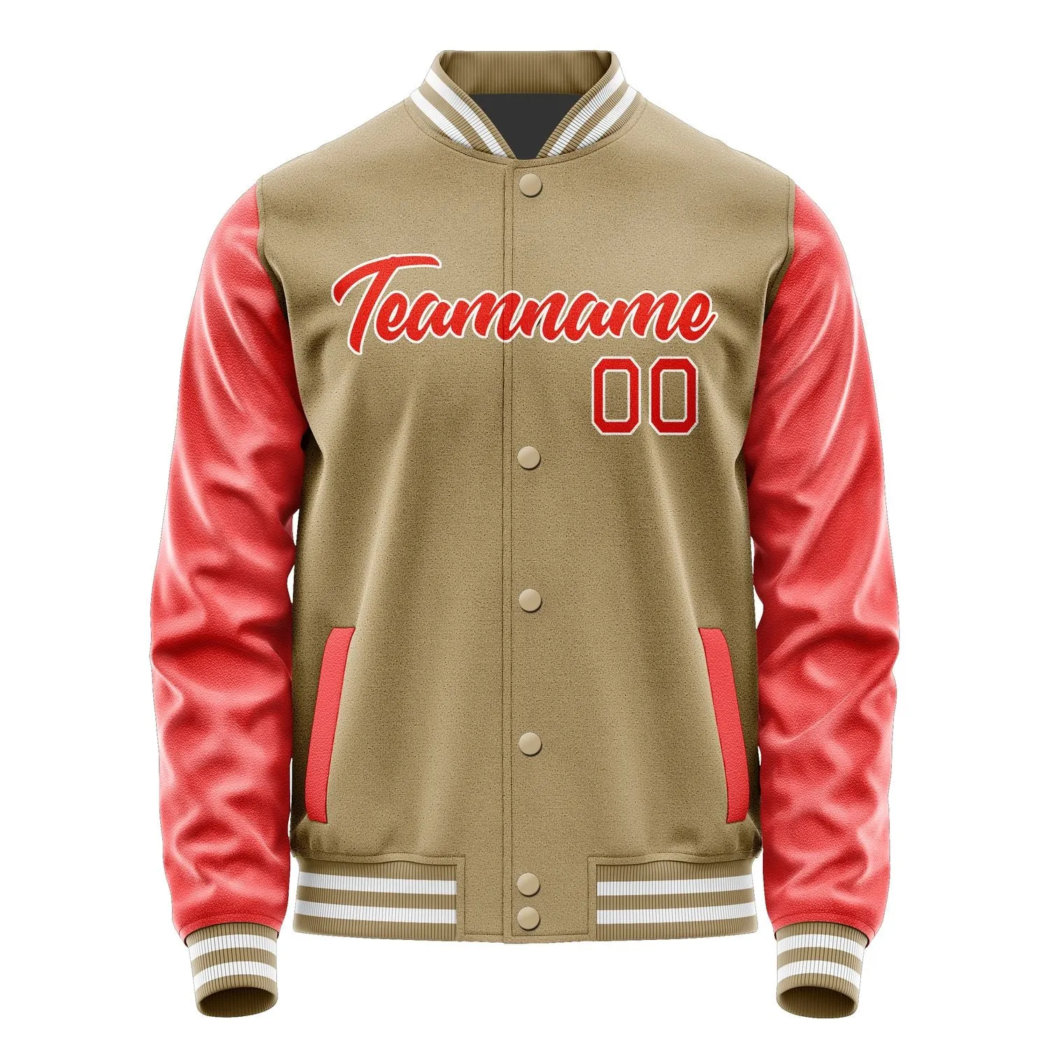 Custom Light Khaki Orange Red Jacket sold by Tailorly product image thumbnail 2
