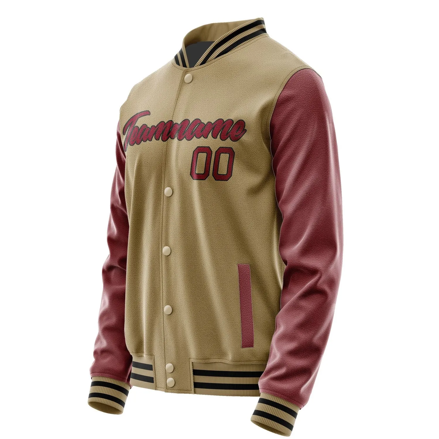 Custom Light Khaki Crimson Red Jacket sold by Tailorly product image thumbnail 3