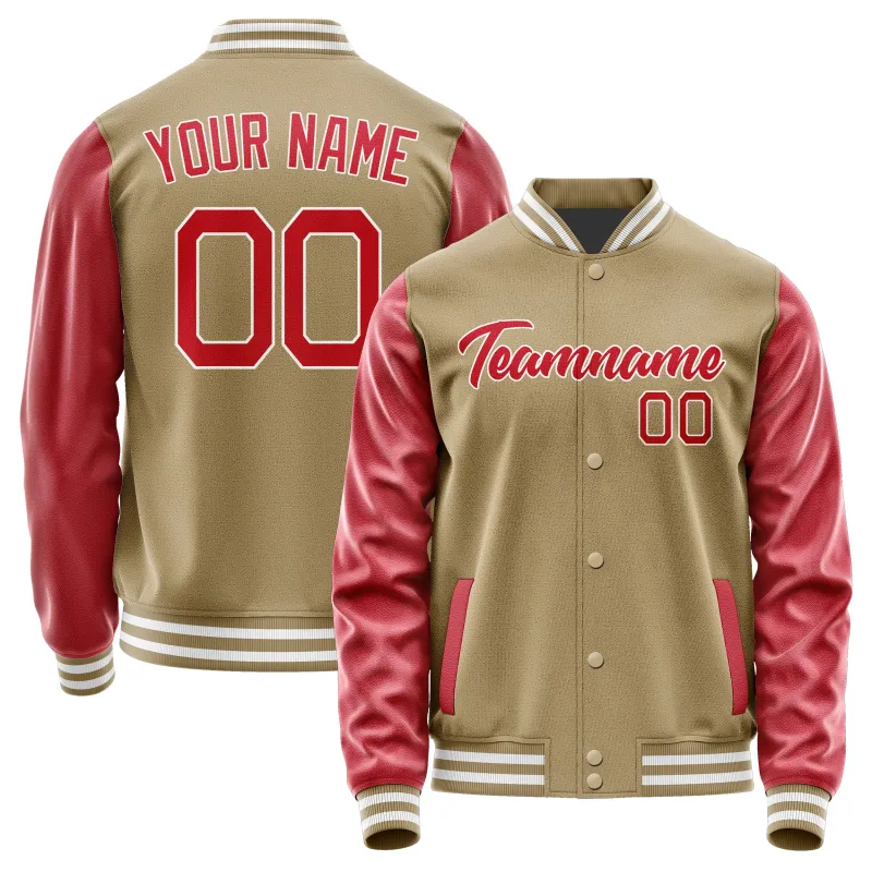 Custom Light Khaki Red Jacket sold by Tailorly