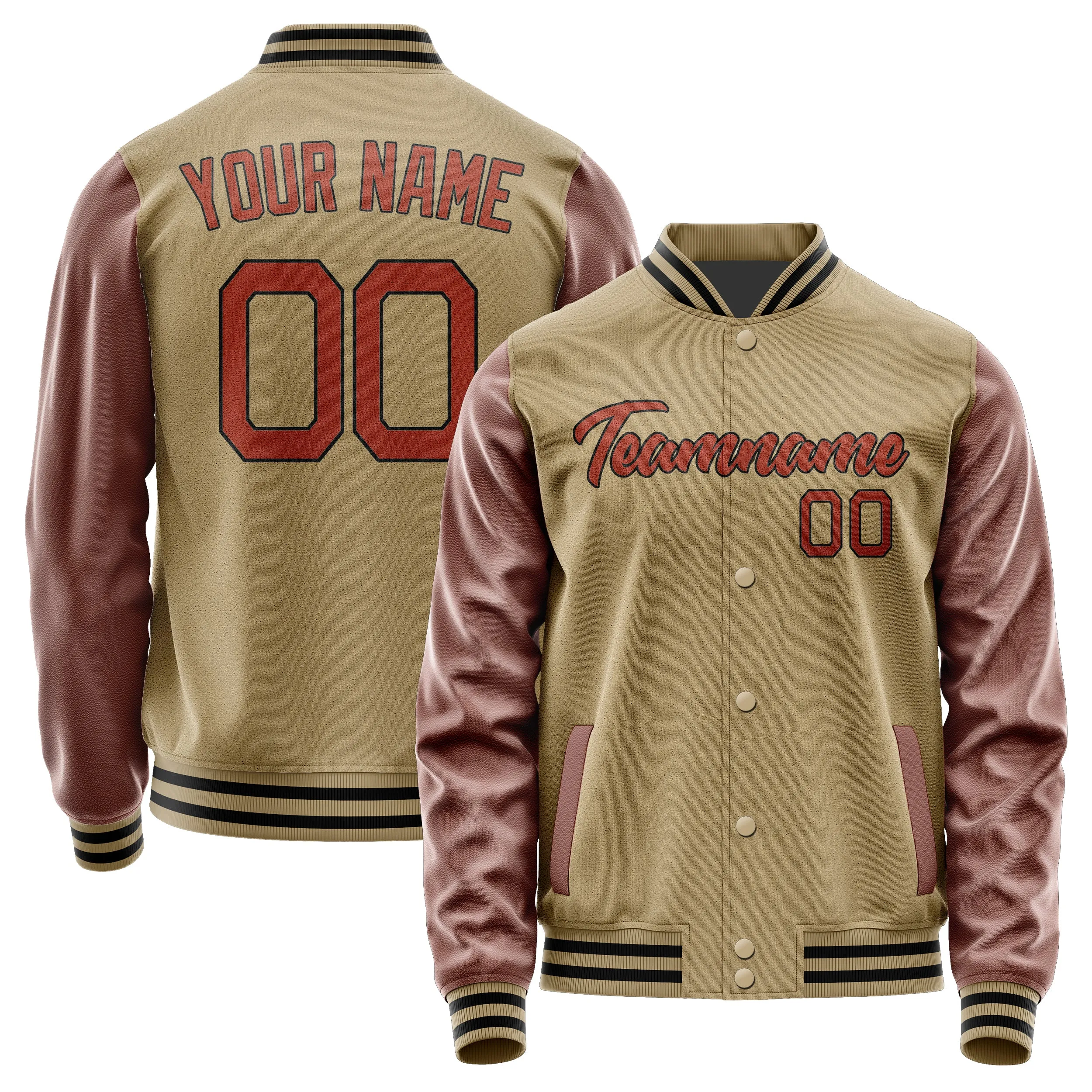 Custom Light Khaki Coral Red Jacket sold by Tailorly
