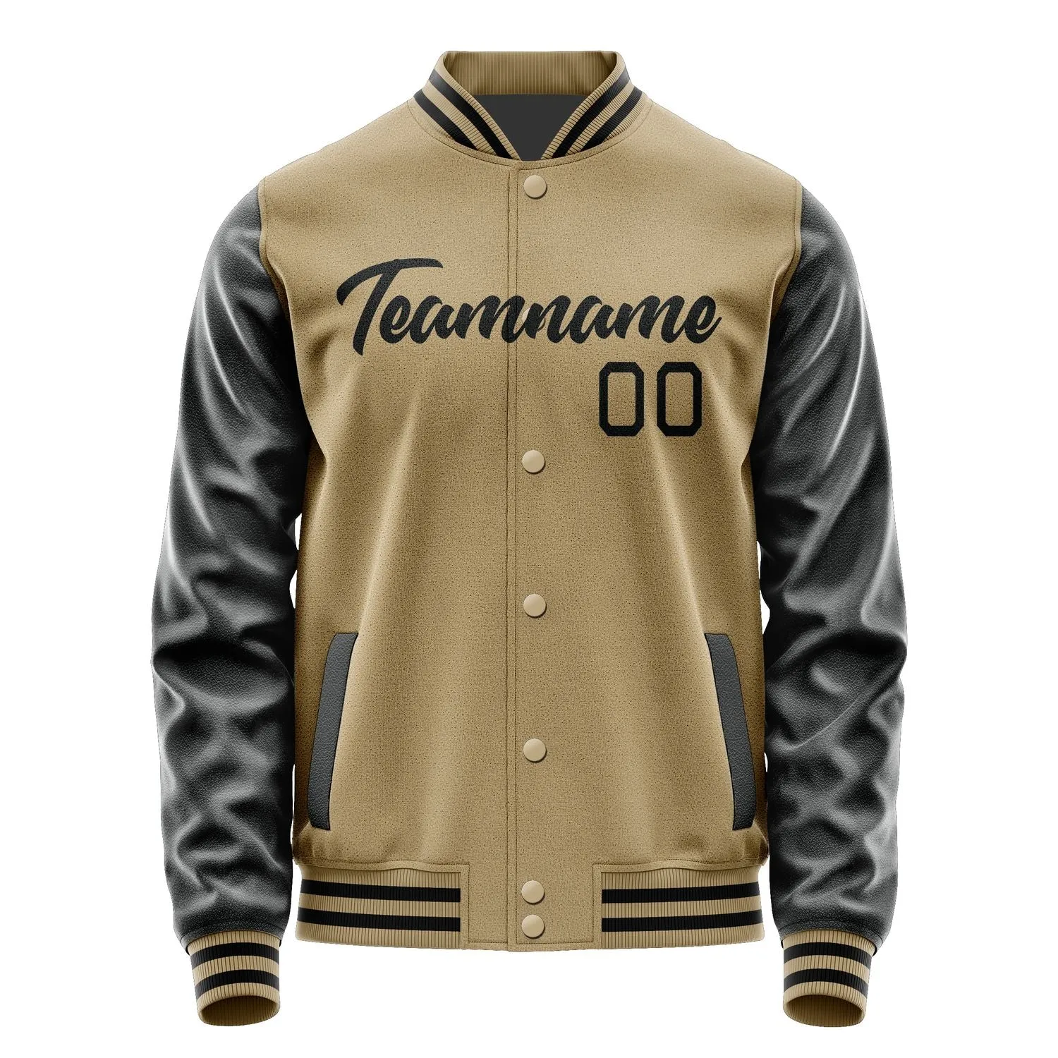 Custom Light Khaki Black Jacket sold by Tailorly product image thumbnail 2