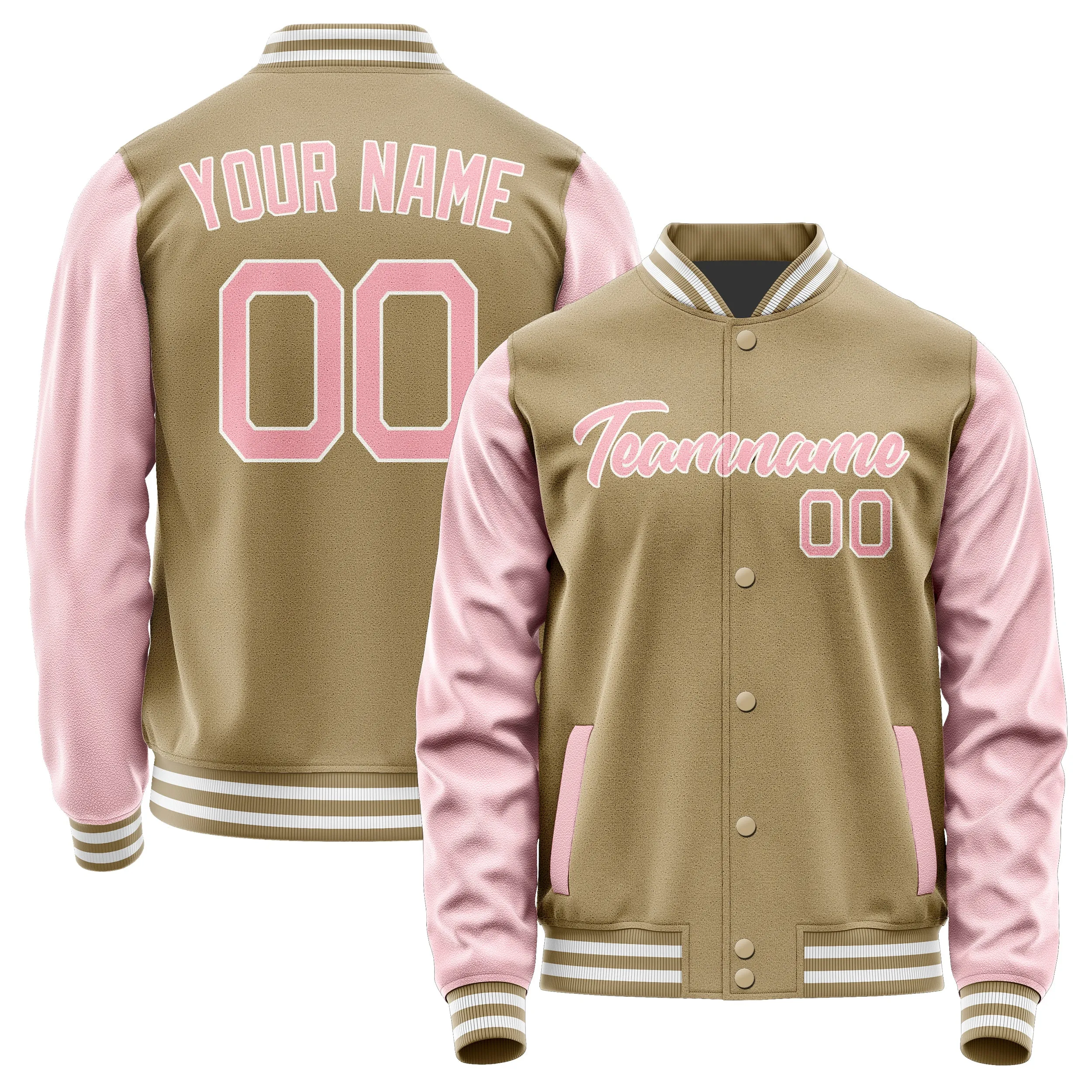Custom Light Khaki Light Pink Jacket sold by Tailorly